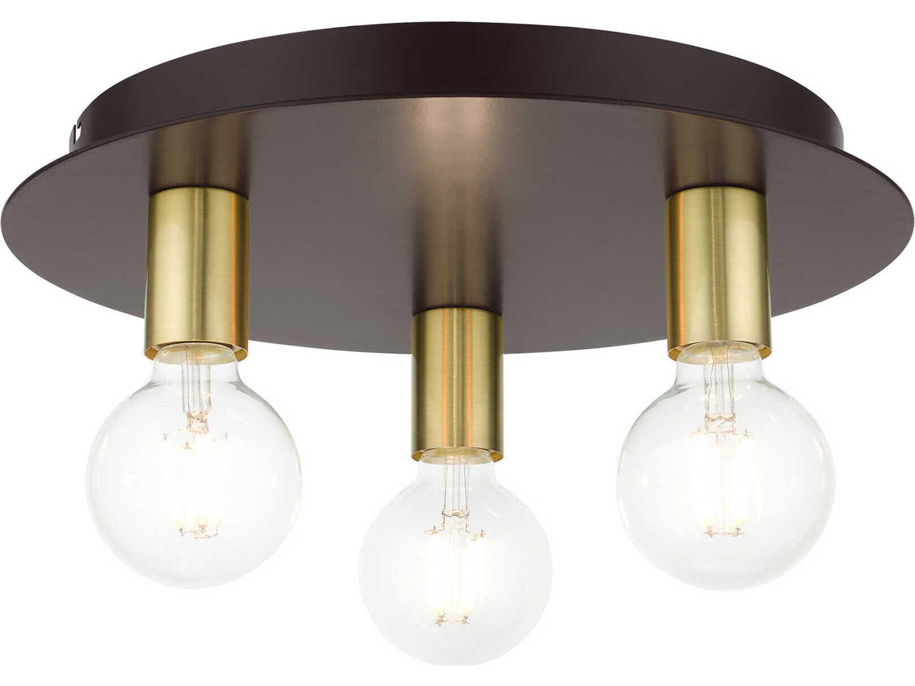 Livex Lighting Hillview 3-Light Bronze Globe Semi Flush Mount