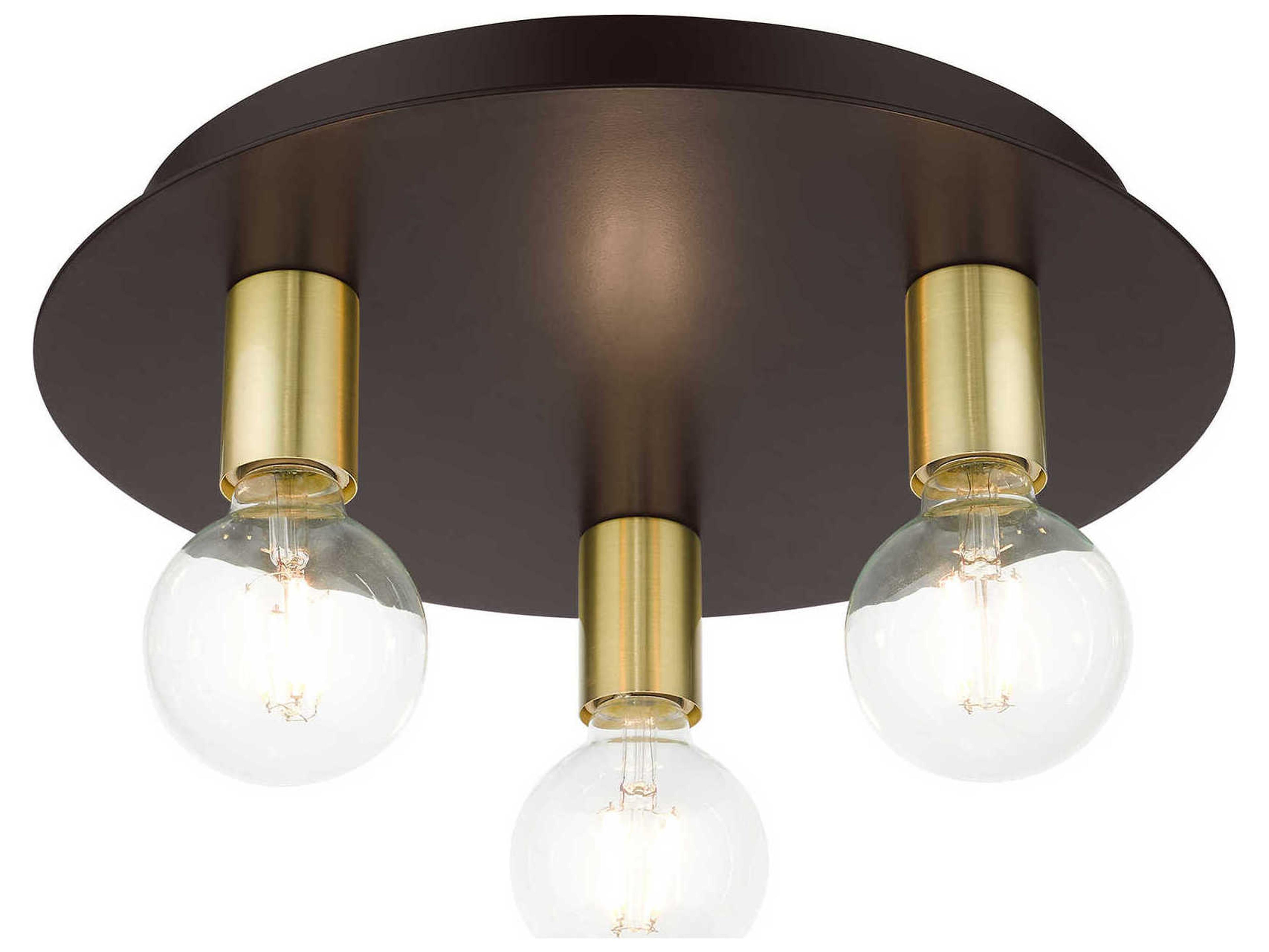 Livex Lighting Hillview 3-Light Bronze Globe Semi Flush Mount