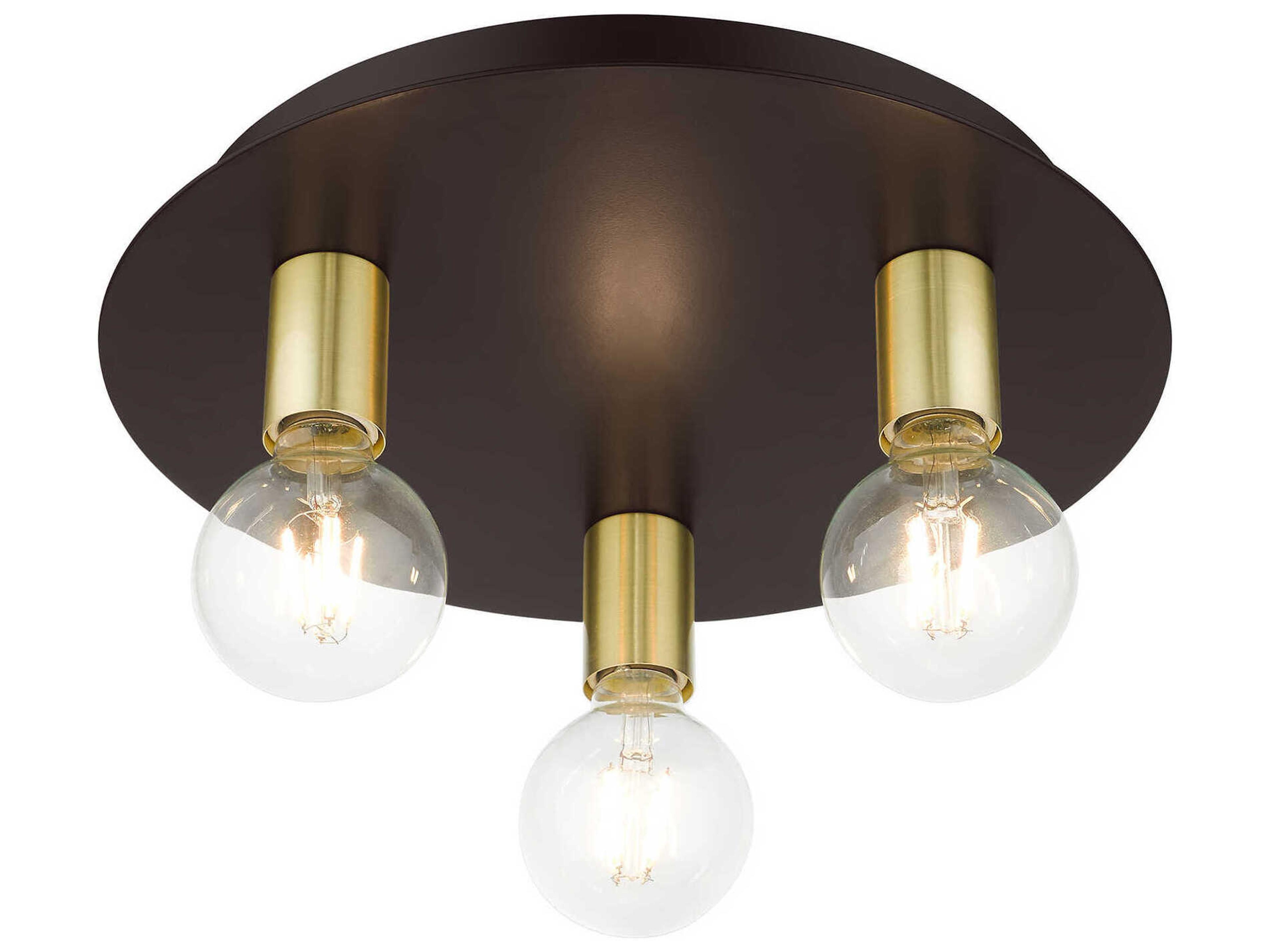 Livex Lighting Hillview 3-Light Bronze Globe Semi Flush Mount