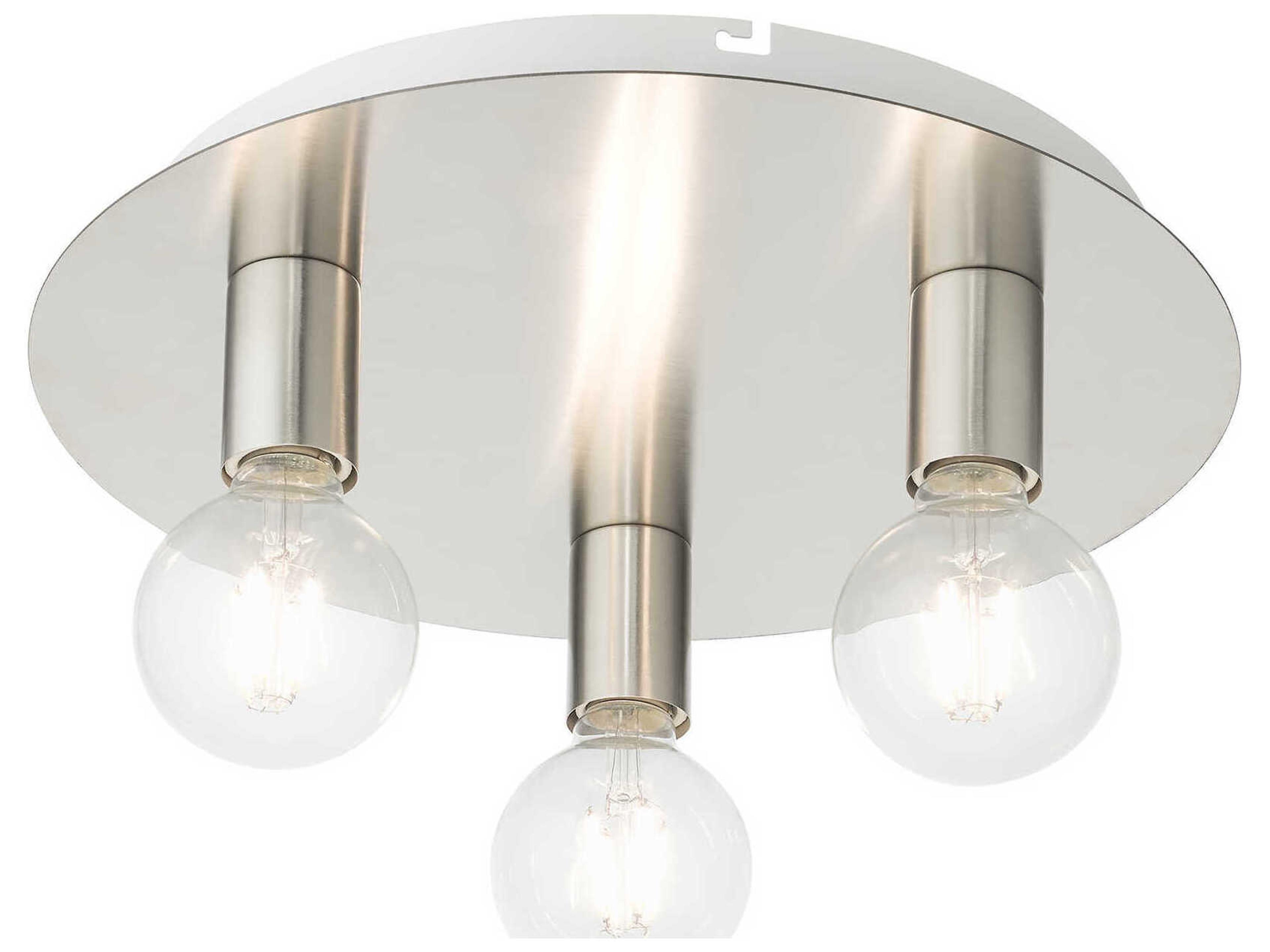 Livex Lighting Hillview 3-Light Brushed Nickel Globe Semi Flush Mount