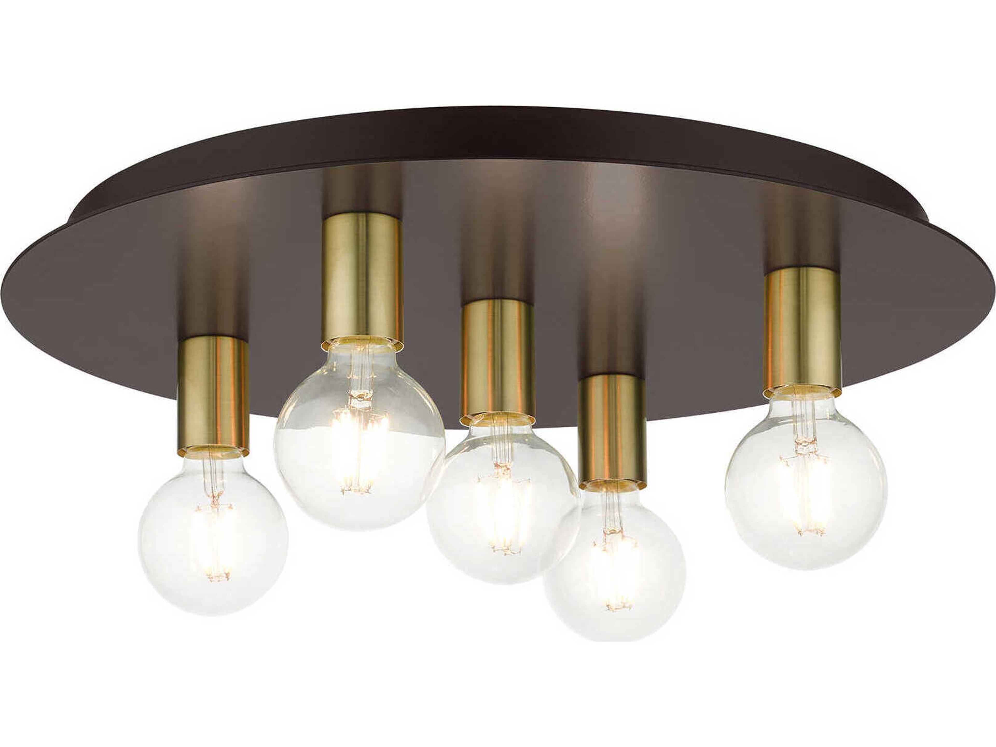 Hillview 5-Light Bronze Globe Semi Flush Mount
