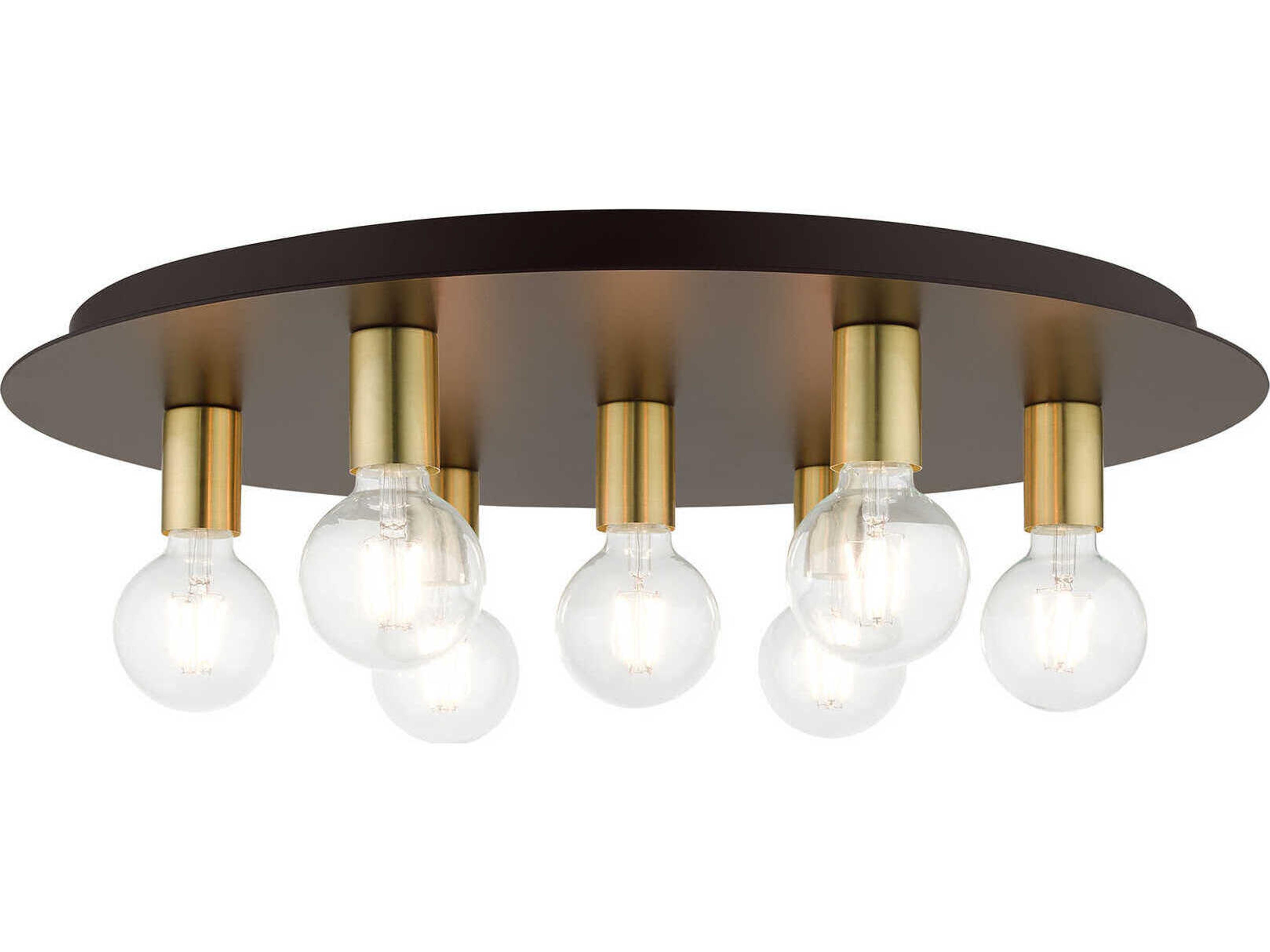 Hillview 7-Light Bronze Globe Semi Flush Mount