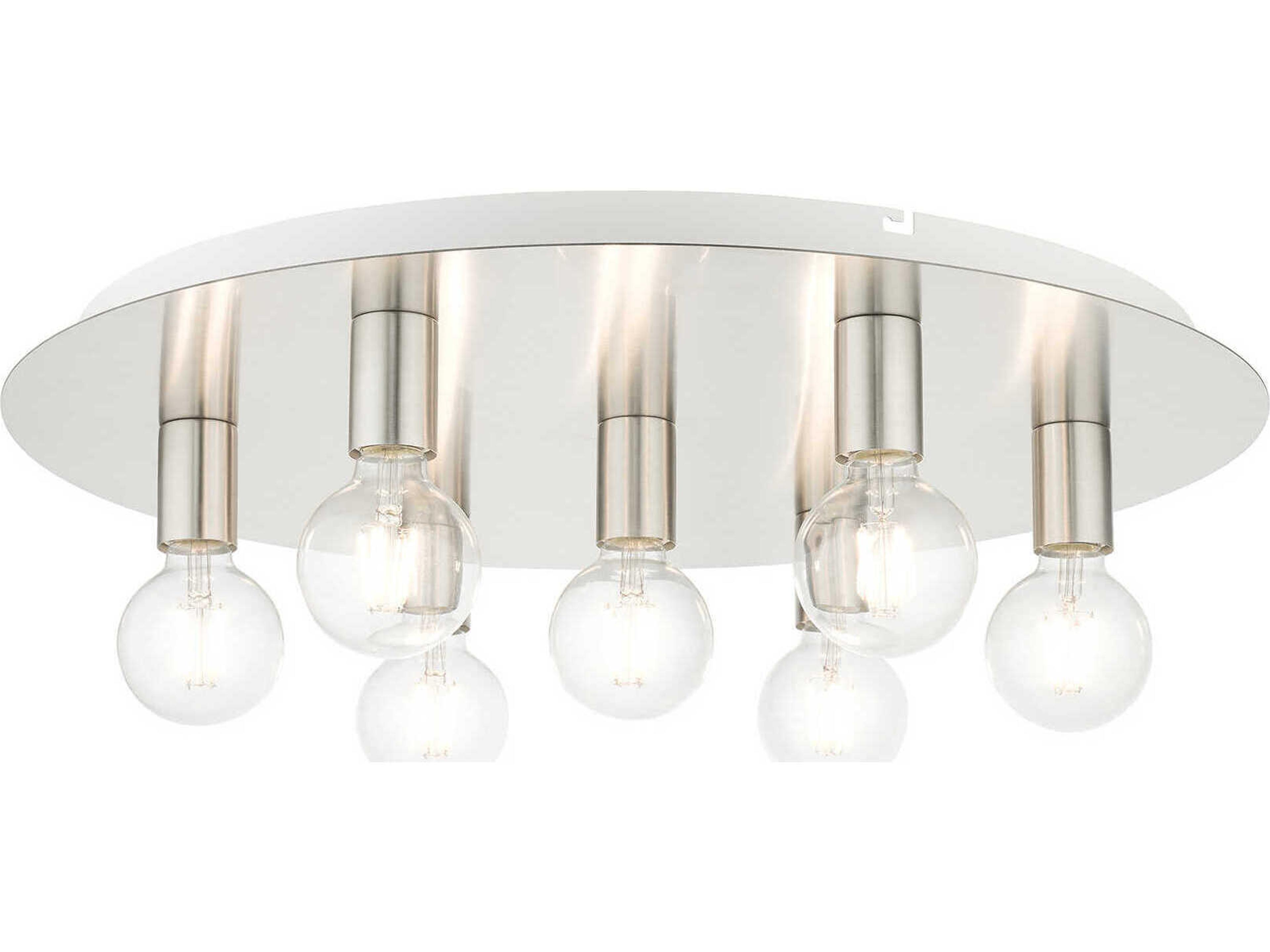 Livex Lighting Hillview 7-Light Brushed Nickel Semi Flush Mount