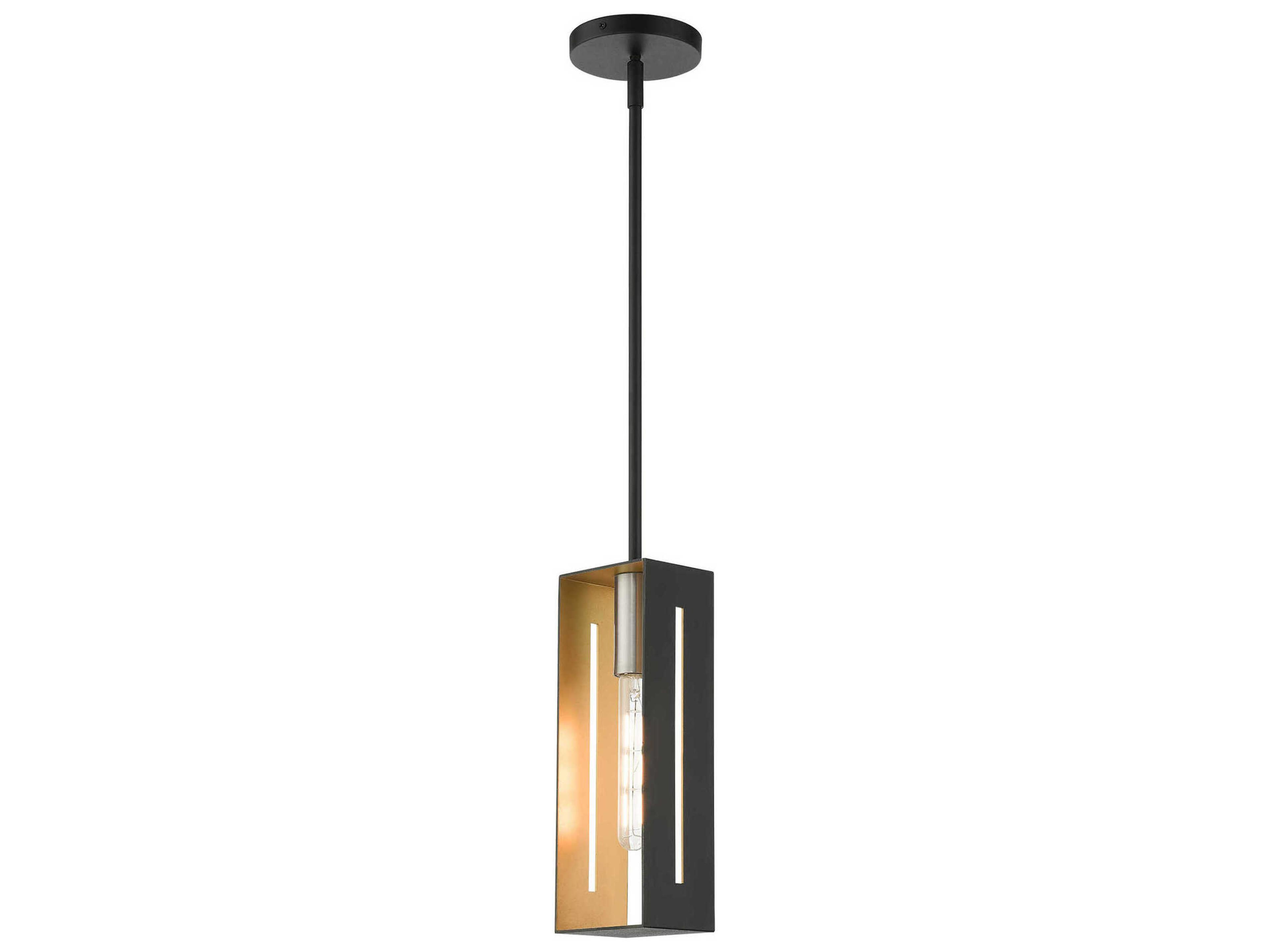 Livex Lighting Soma 1-Light Textured Black Brushed Nickel Mini Pendant