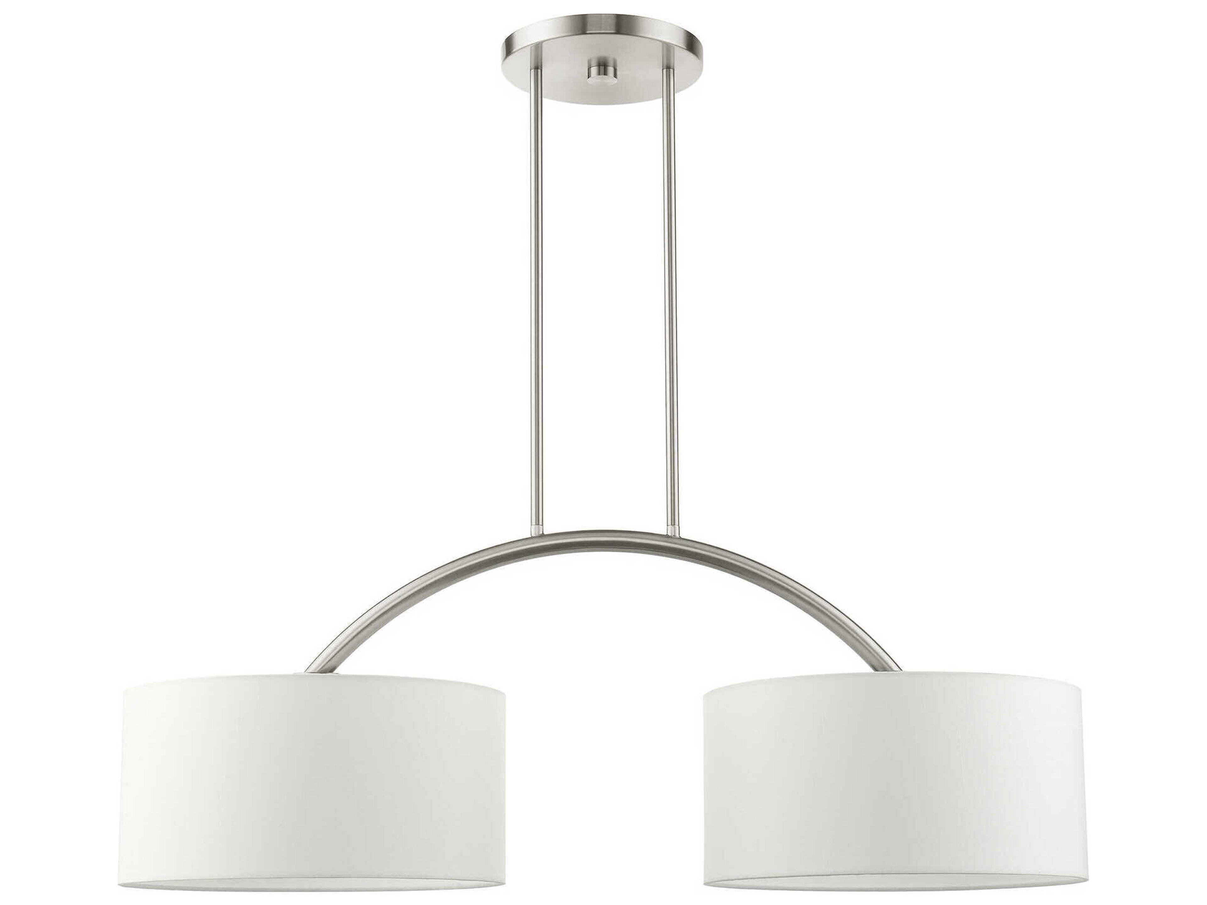 Livex Lighting Meridian 2-Light Brushed Nickel Drum Island Pendant