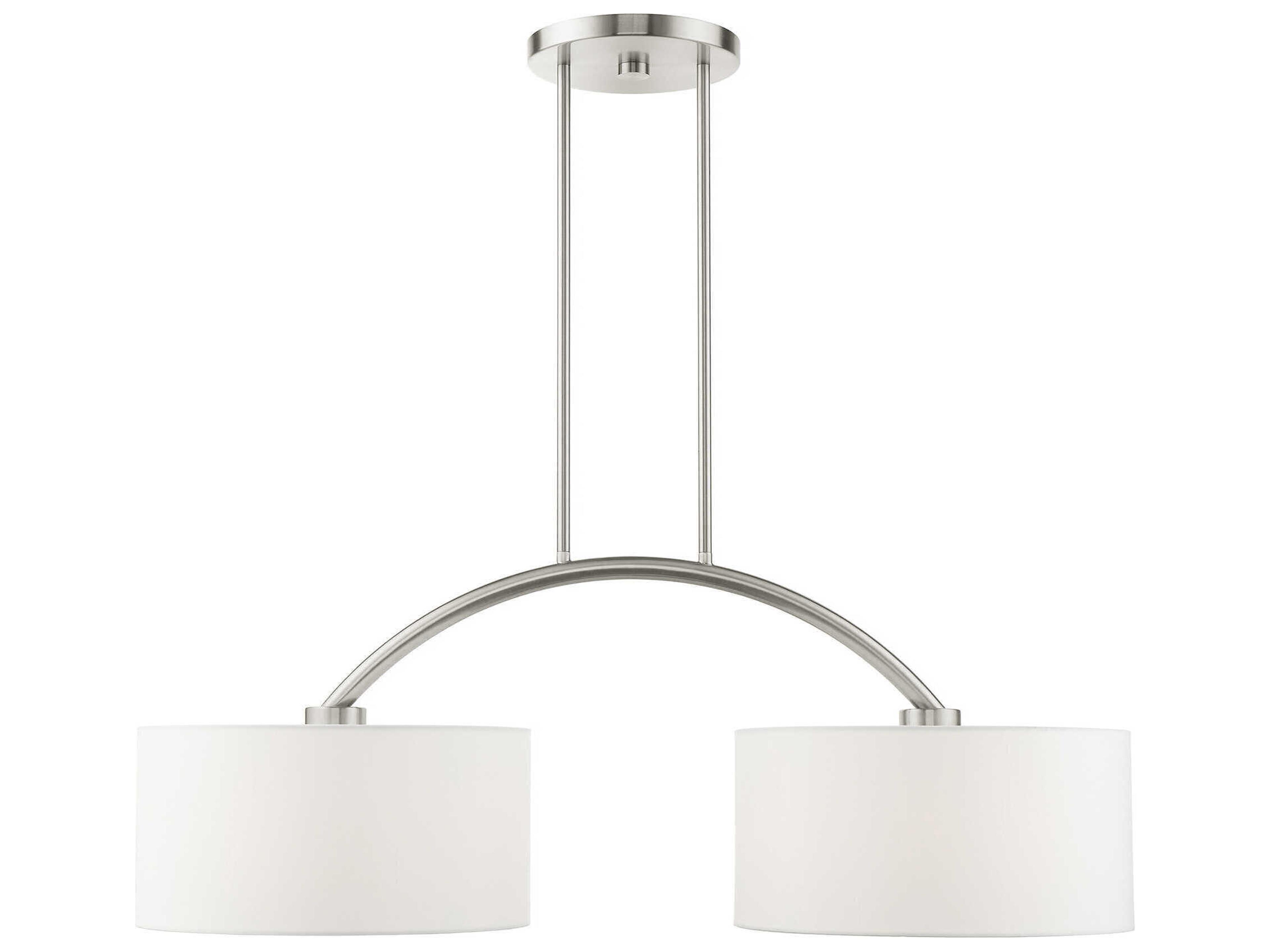 Livex Lighting Meridian 2-Light Brushed Nickel Drum Island Pendant