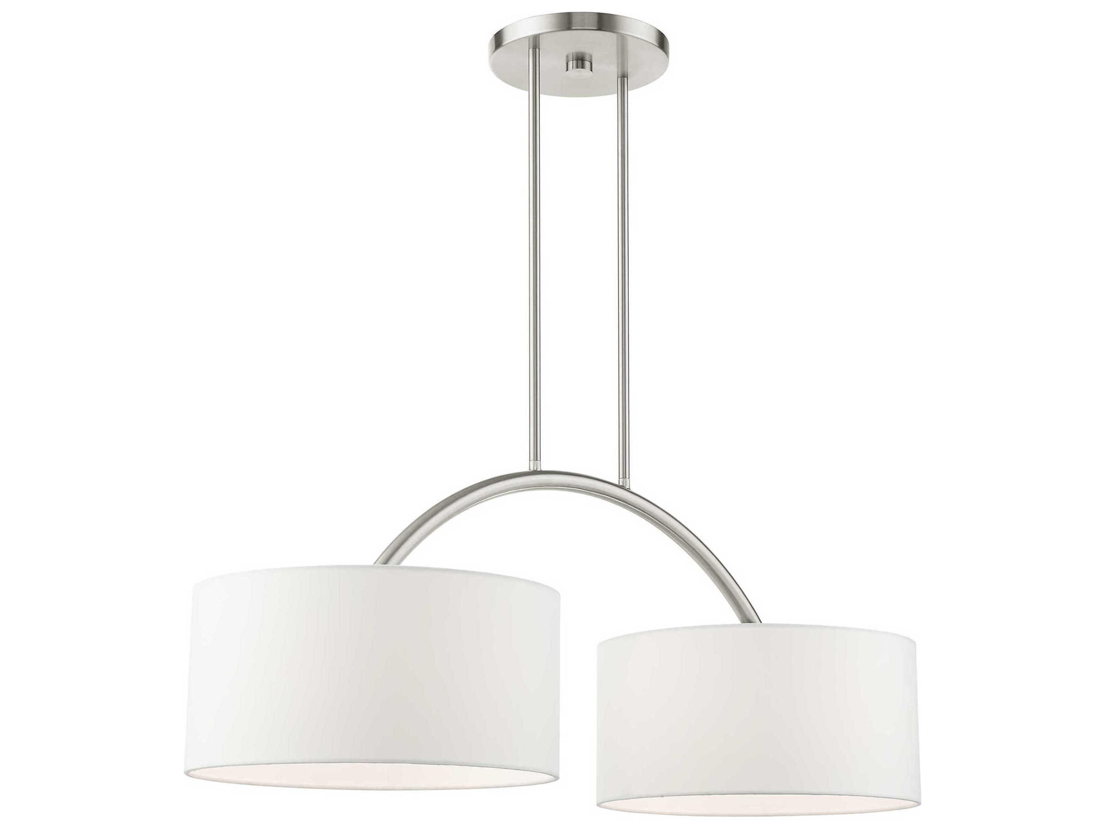 Livex Lighting Meridian 2-Light Brushed Nickel Drum Island Pendant