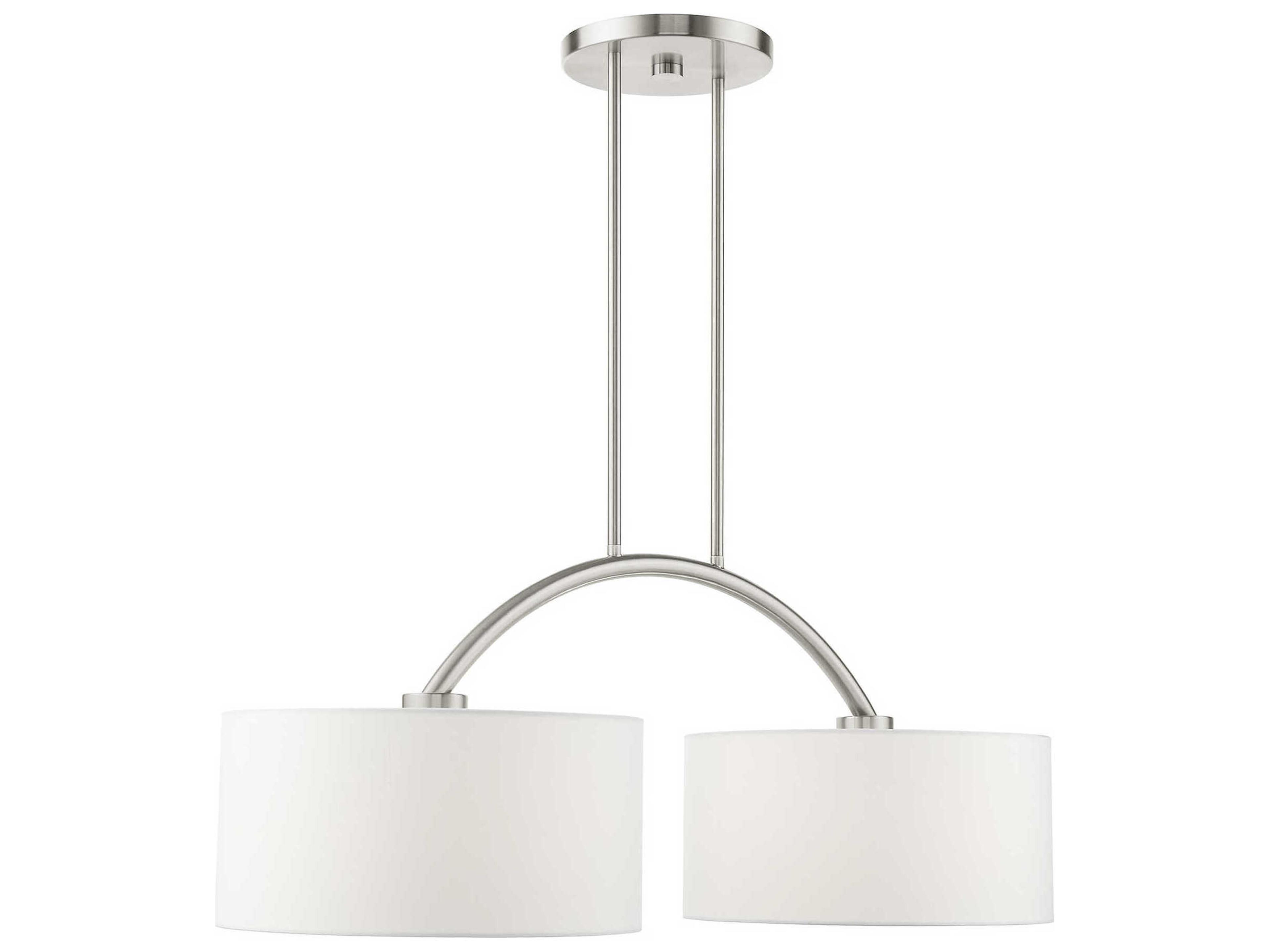 Livex Lighting Meridian 2-Light Brushed Nickel Drum Island Pendant
