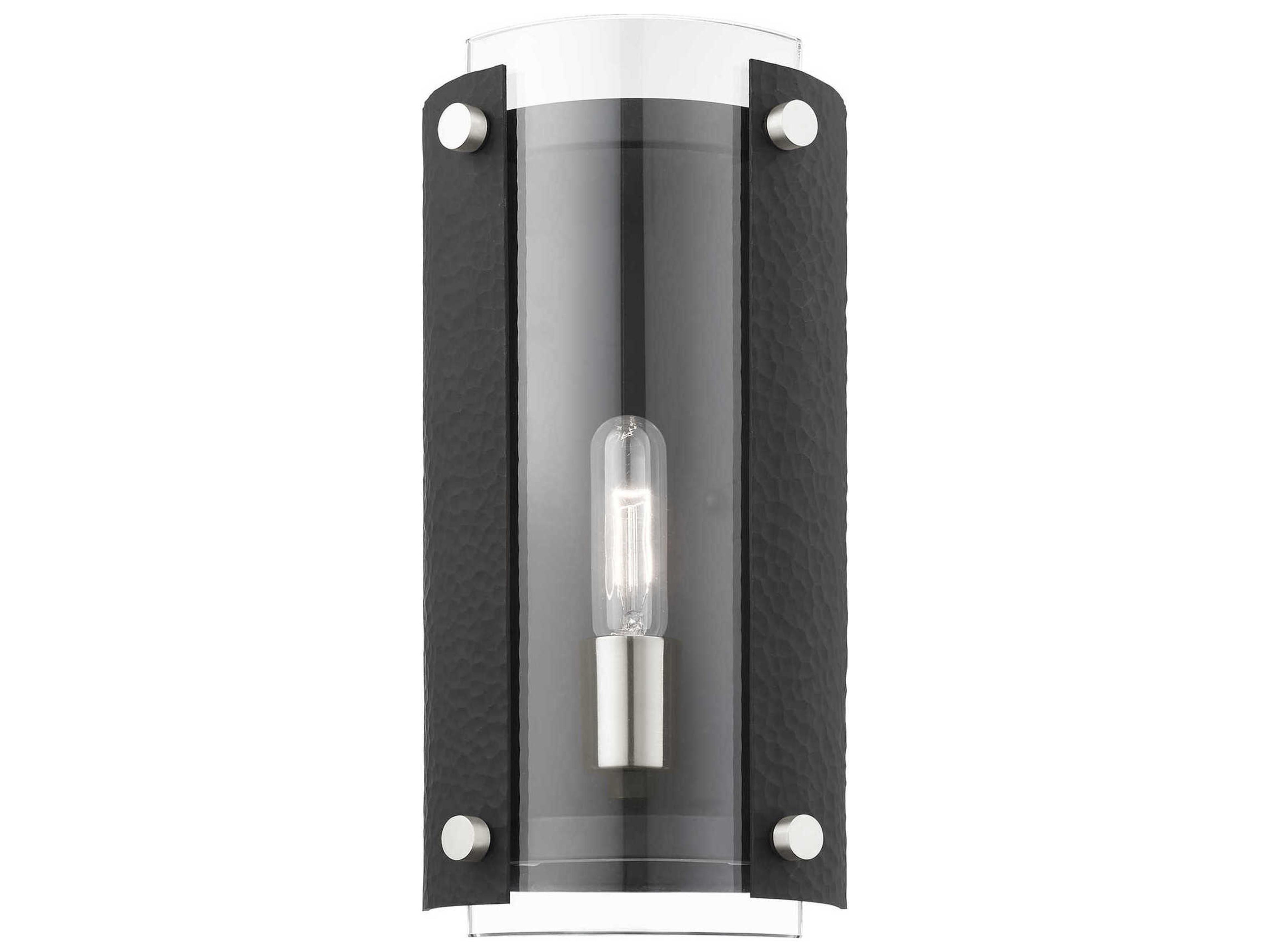 Livex Lighting Barcelona 1-Light Black Brushed Nickel Glass Wall Sconce