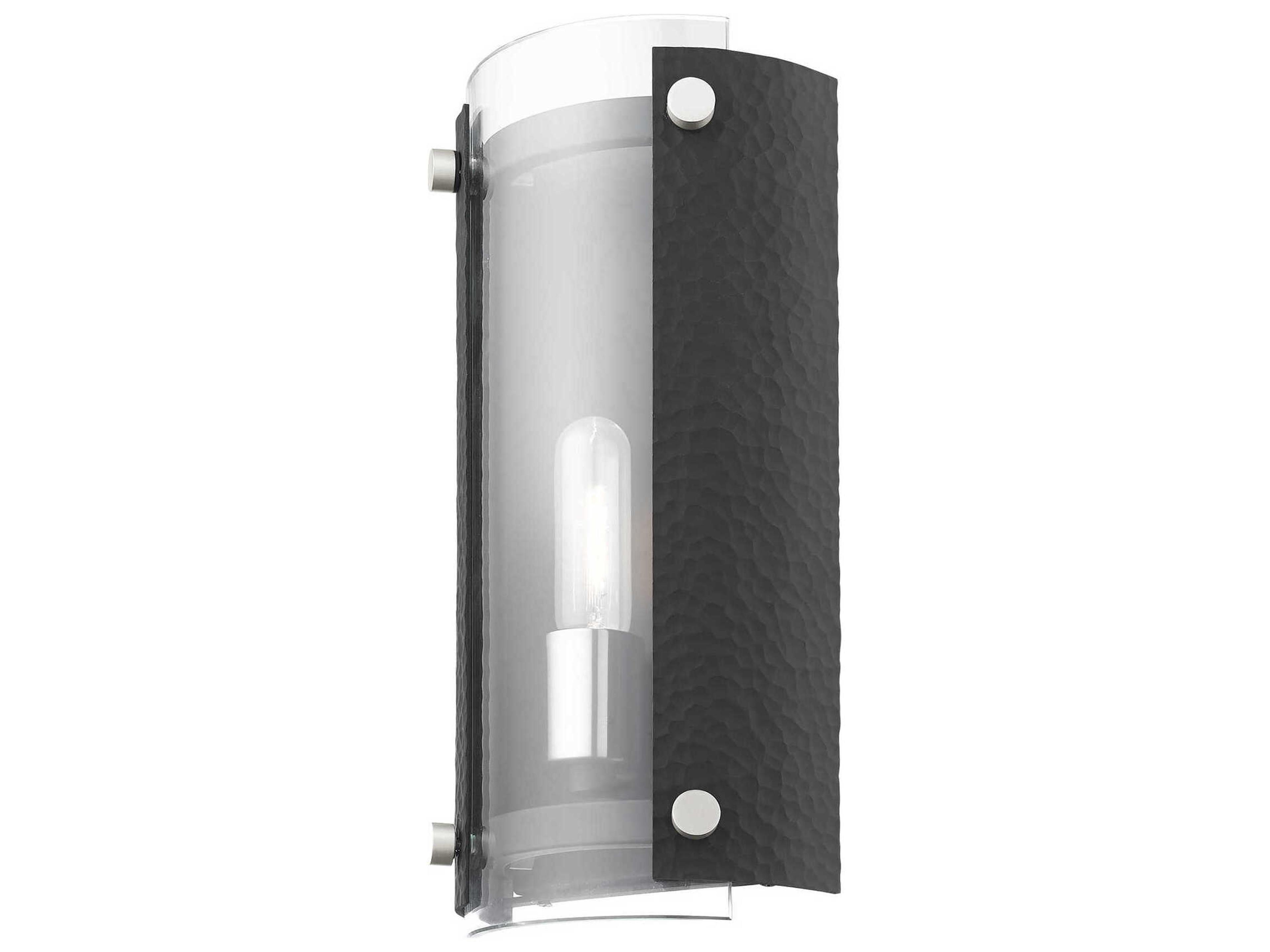 Livex Lighting Barcelona 1-Light Black Brushed Nickel Glass Wall Sconce