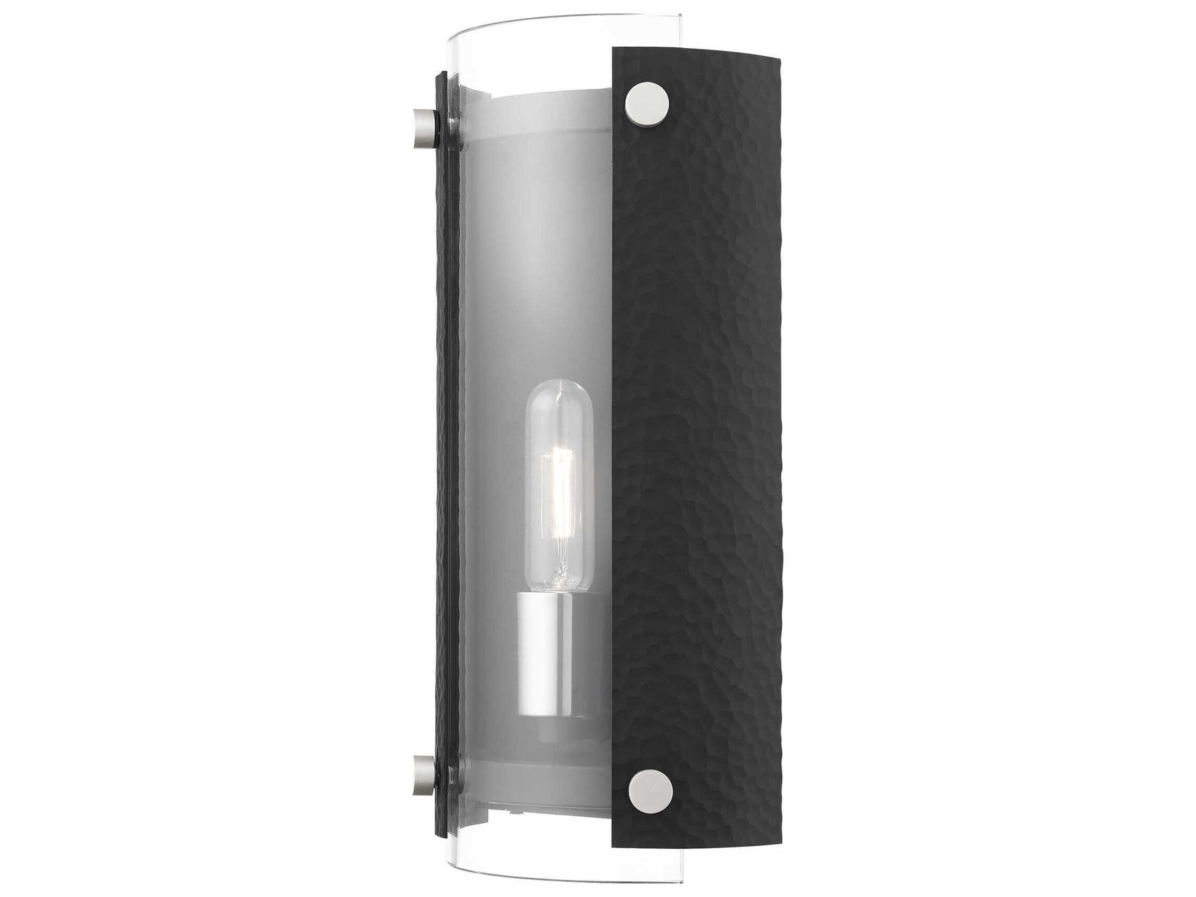Livex Lighting Barcelona 1-Light Black Brushed Nickel Glass Wall Sconce