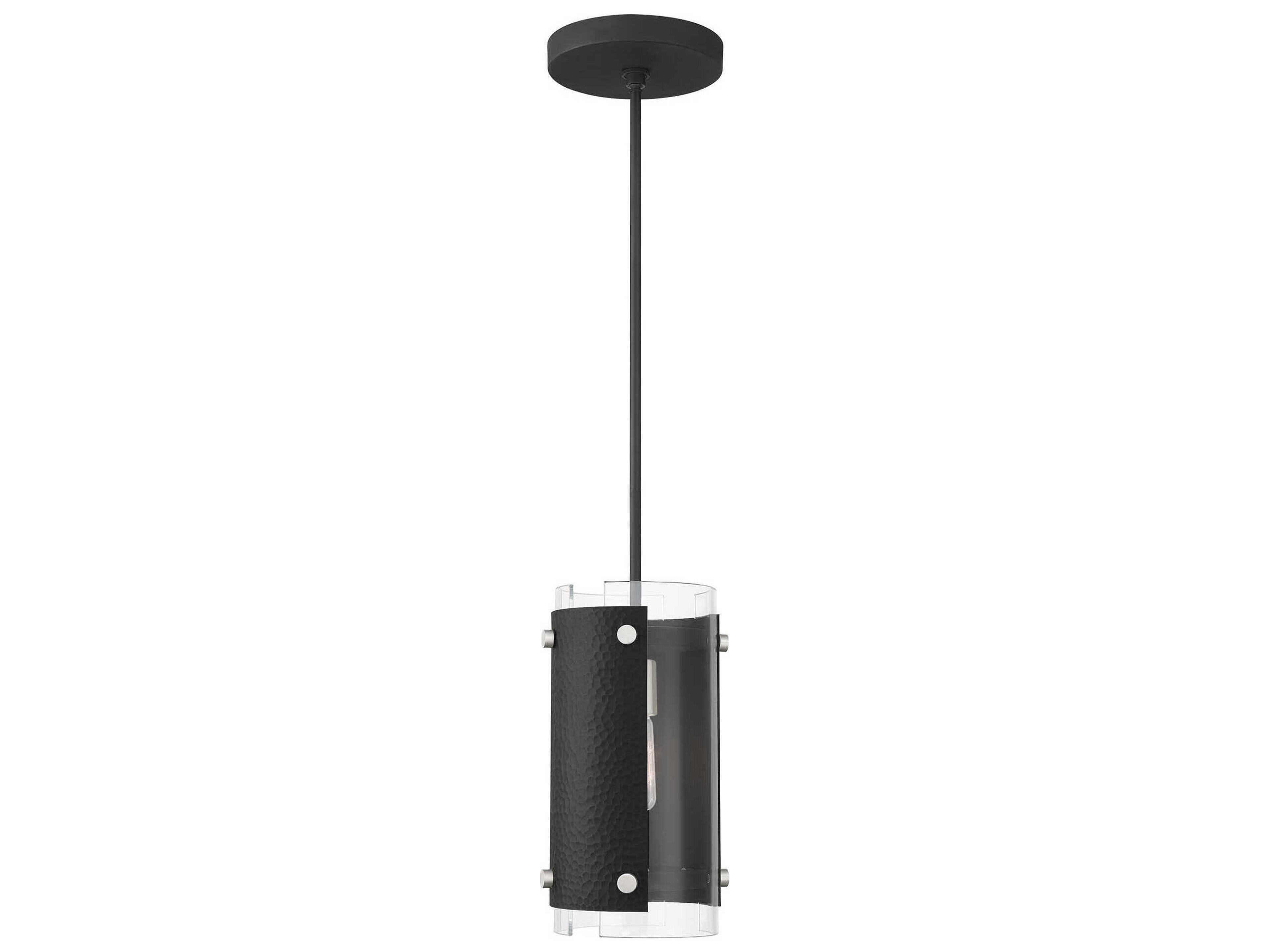 Barcelona 1-Light Black Brushed Nickel Glass Cylinder Mini Pendant