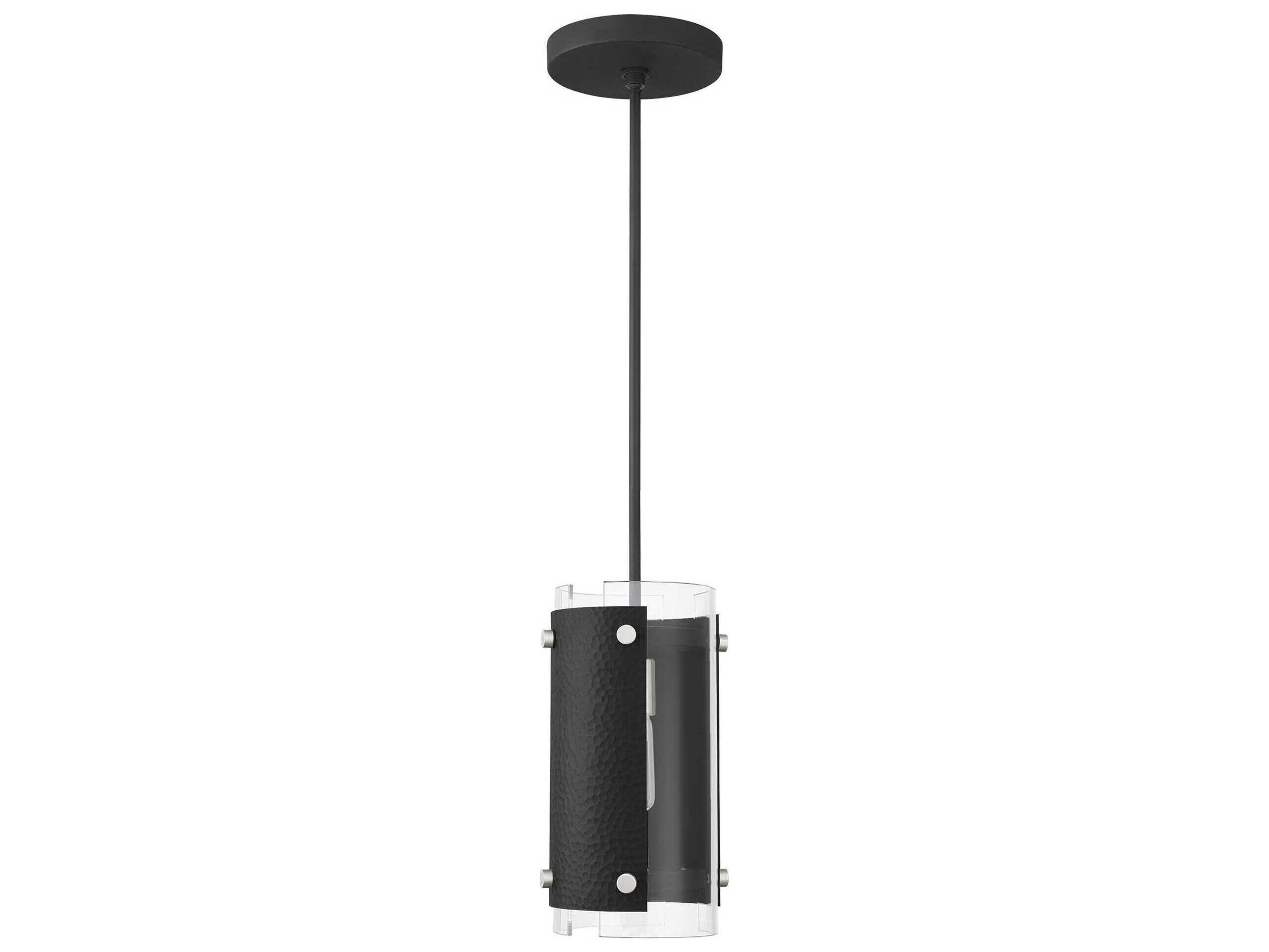 Livex Lighting Barcelona 1-Light Black Brushed Nickel Glass Cylinder Mini Pendant