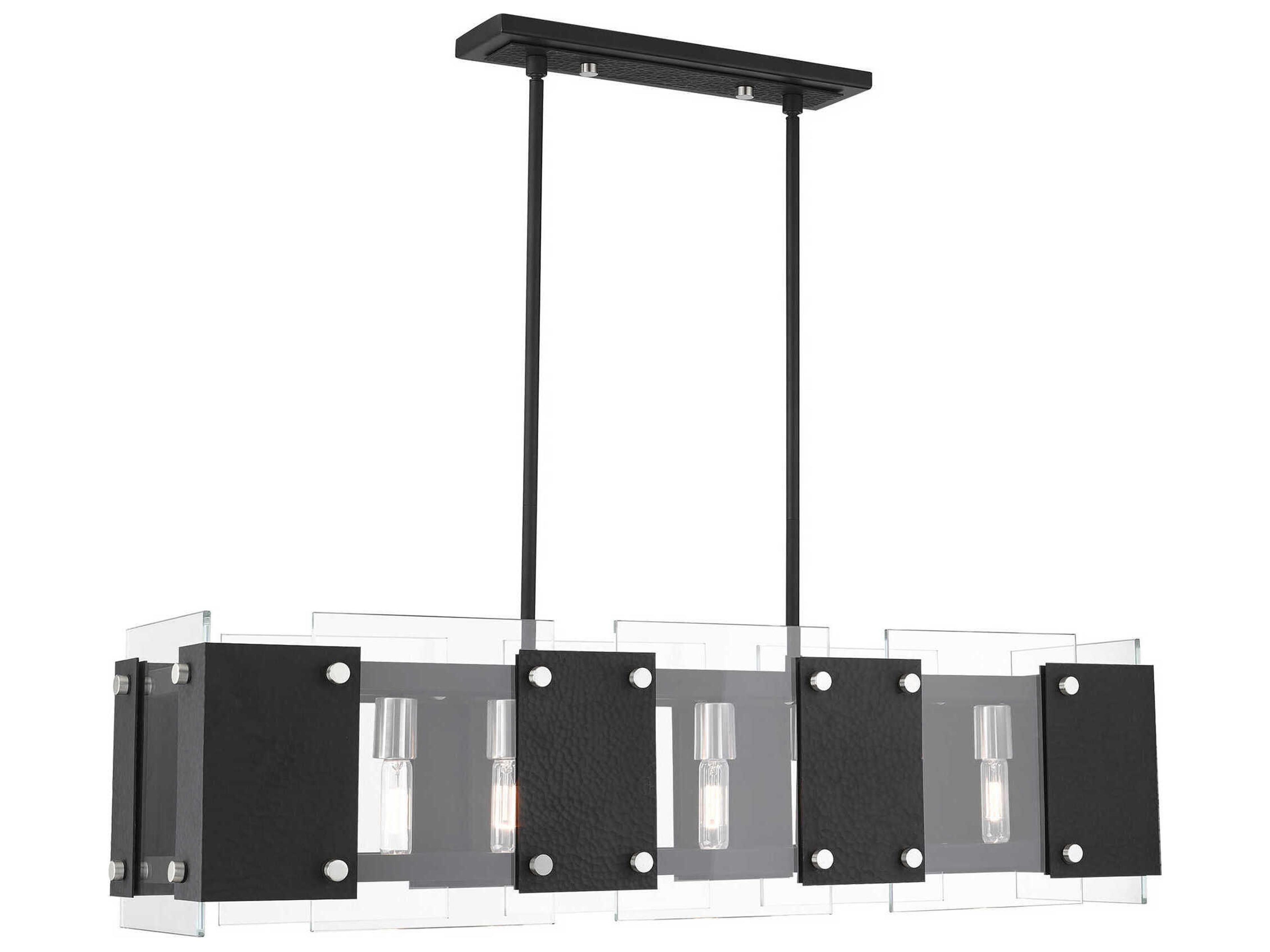 Livex Lighting Barcelona 8-Light Black Brushed Nickel Glass Island Pendant