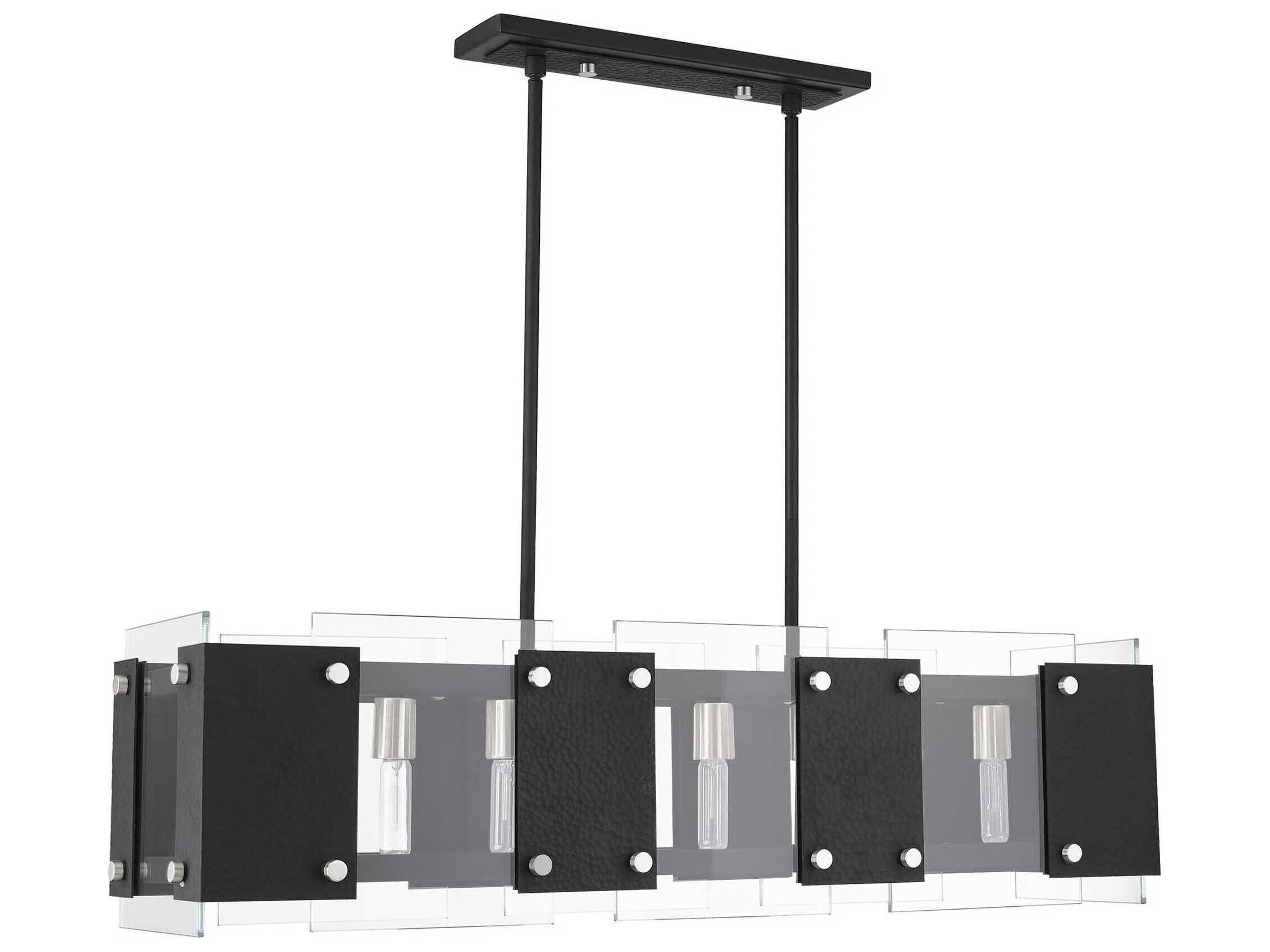 Livex Lighting Barcelona 8-Light Black Brushed Nickel Glass Island Pendant