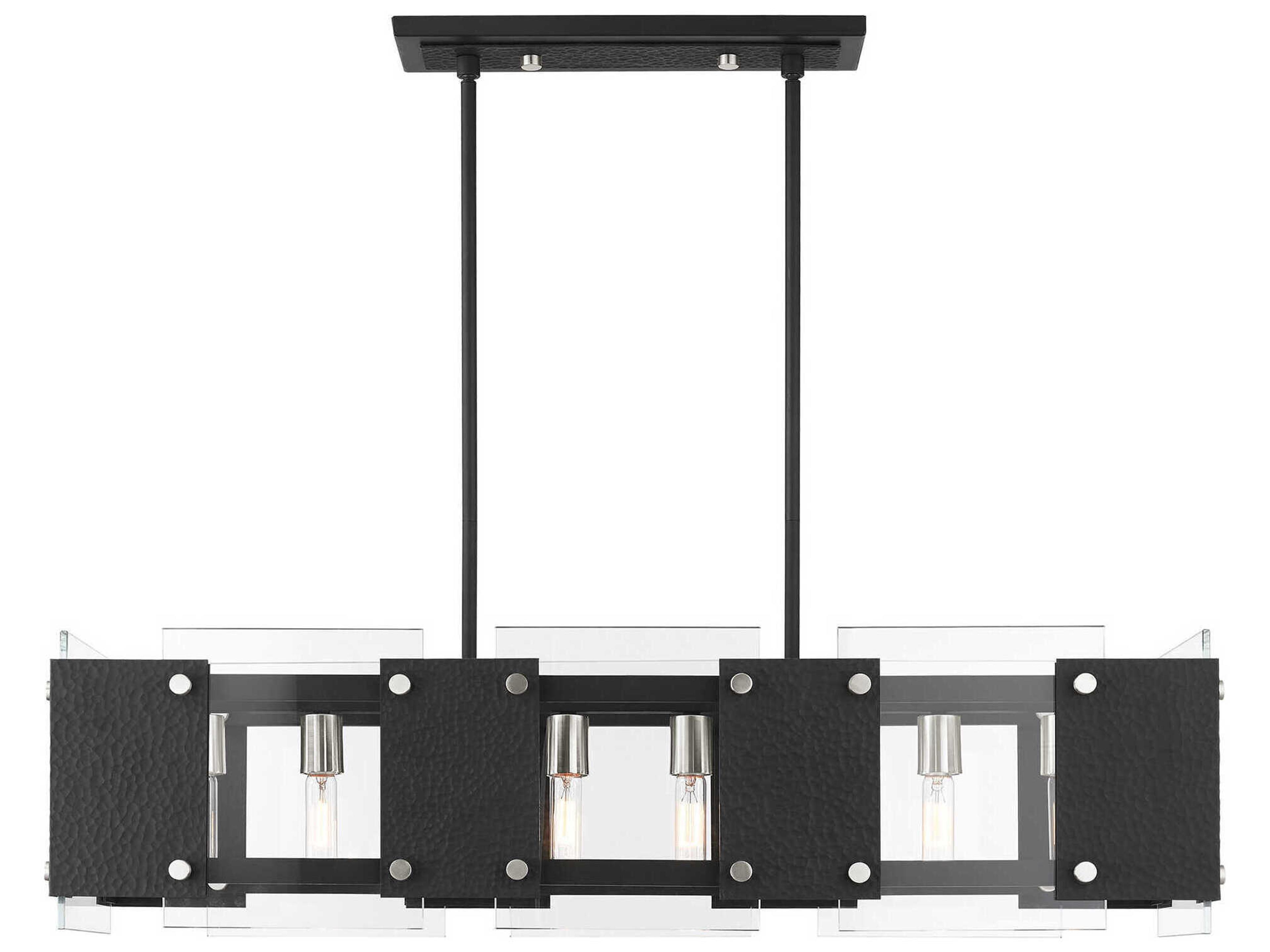 Livex Lighting Barcelona 8-Light Black Brushed Nickel Glass Island Pendant