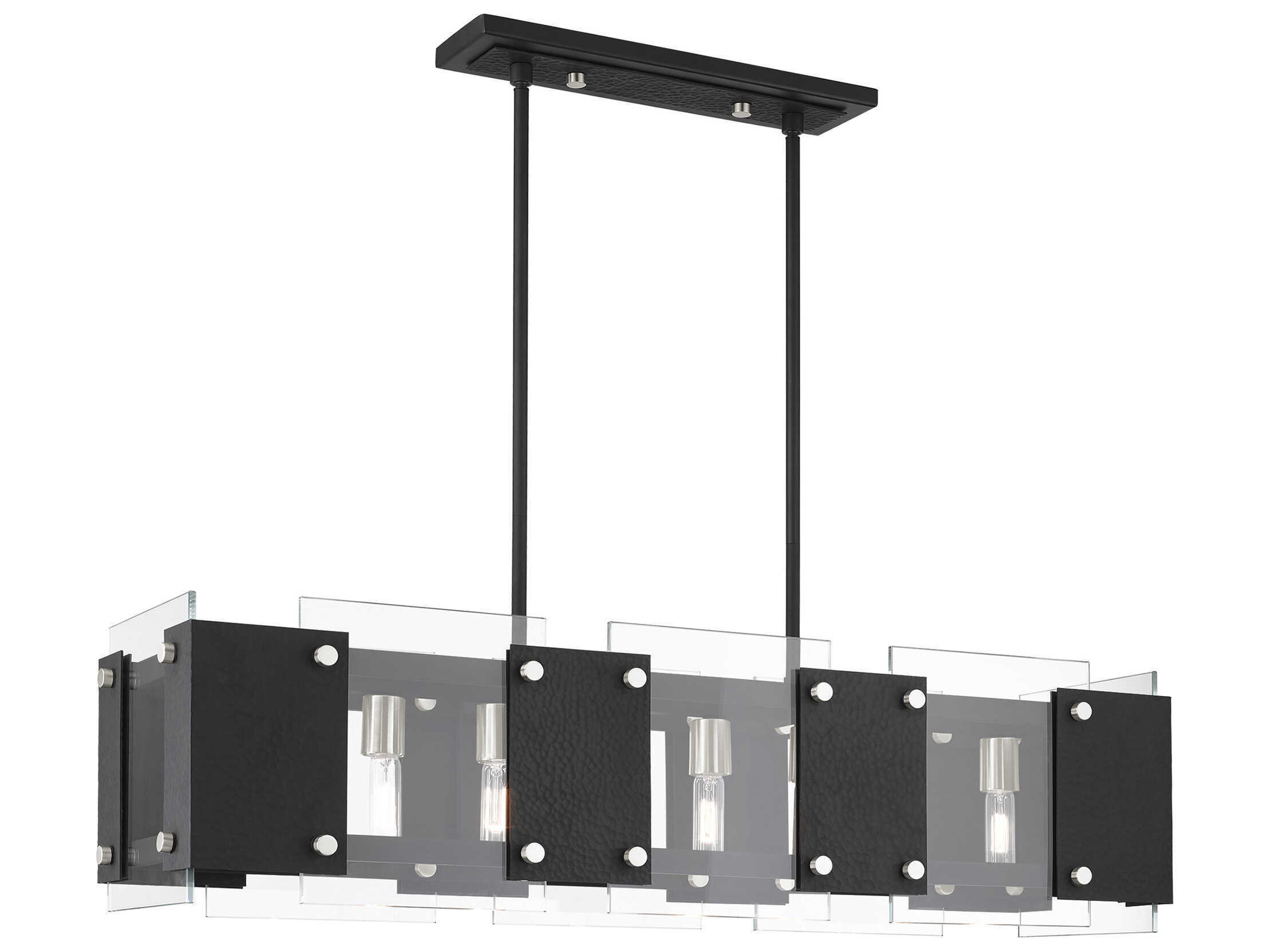 Livex Lighting Barcelona 8-Light Black Brushed Nickel Glass Island Pendant