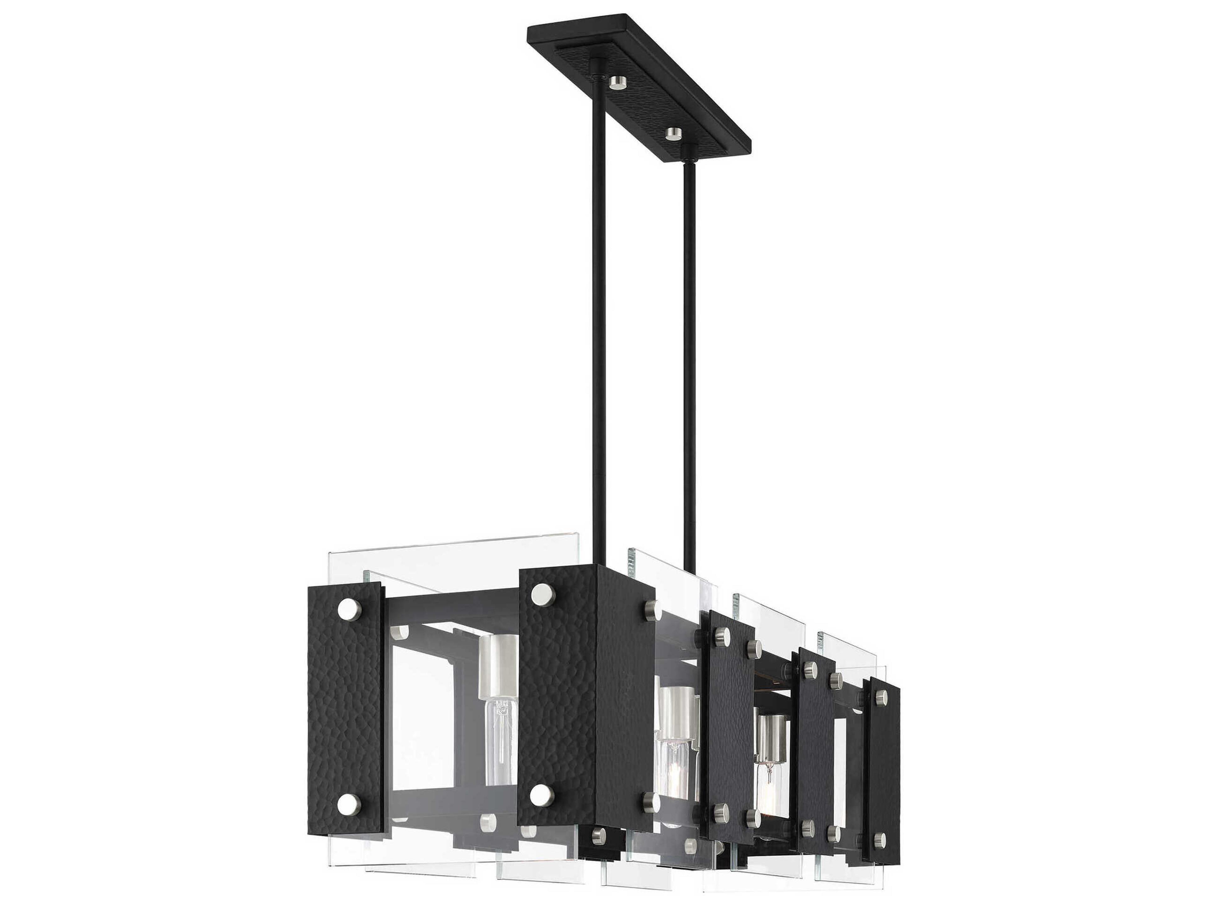 Livex Lighting Barcelona 8-Light Black Brushed Nickel Glass Island Pendant