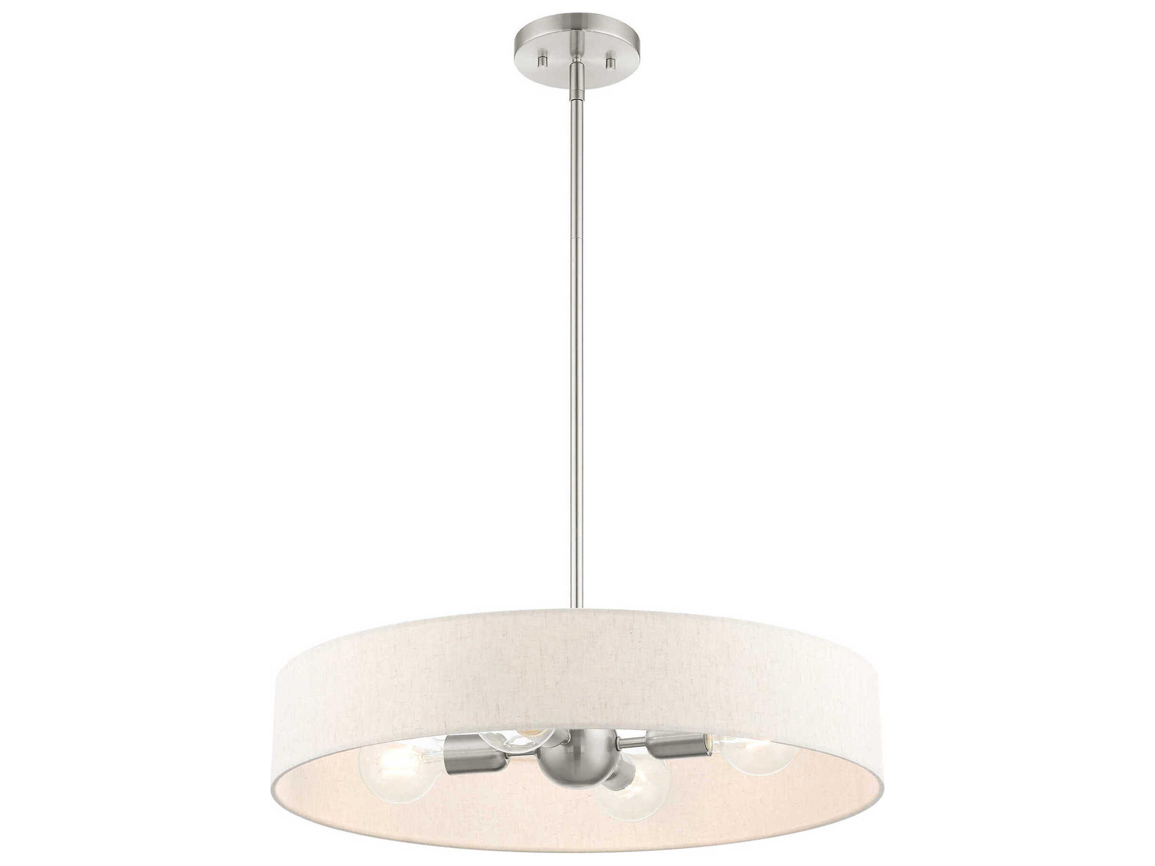 Livex Lighting Venlo 4-Light Brushed Nickel White Drum Pendant