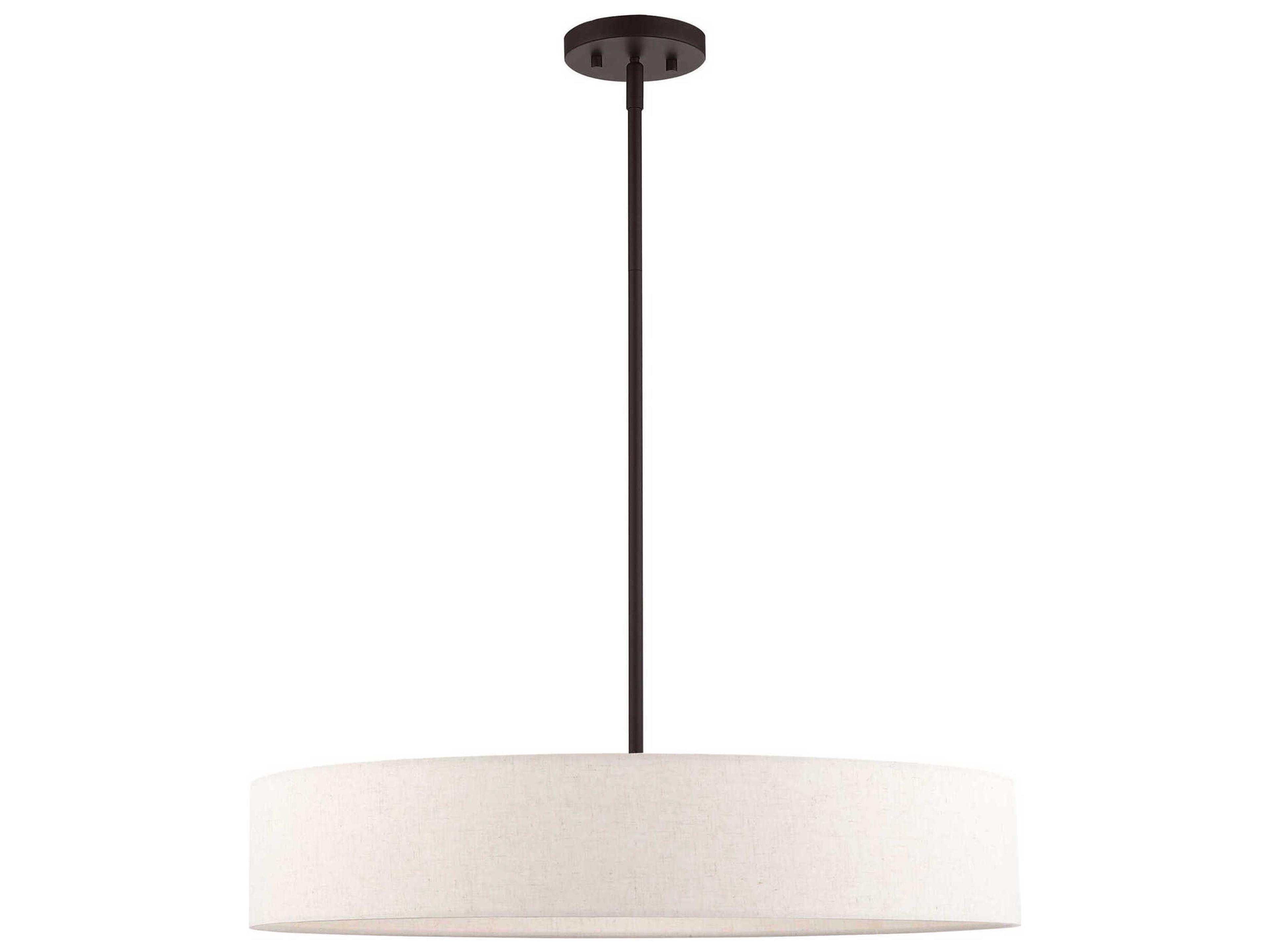 Livex Lighting Venlo 5-Light Bronze Antique Brass White Drum Pendant
