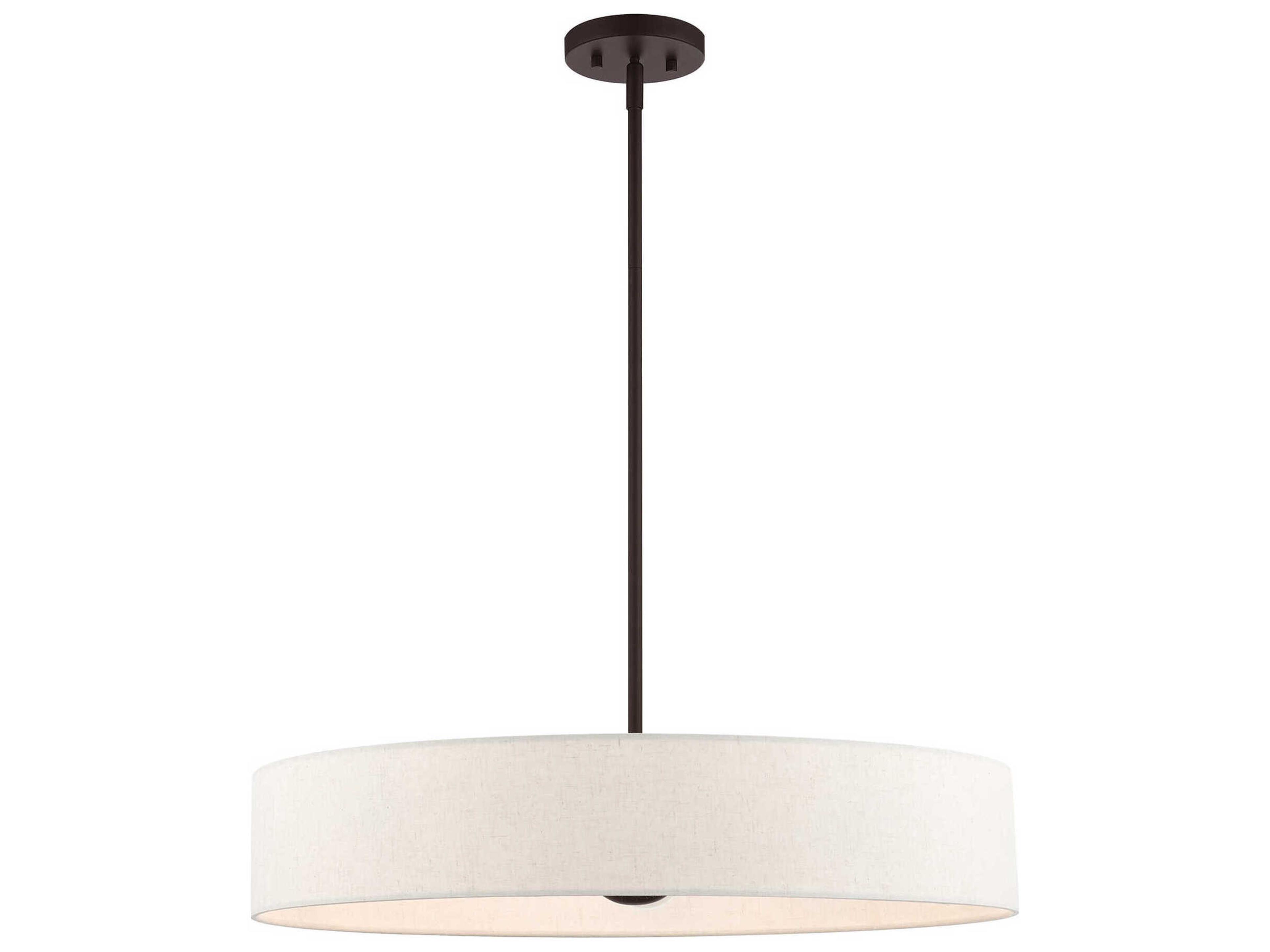 Livex Lighting Venlo 5-Light Bronze Antique Brass White Drum Pendant
