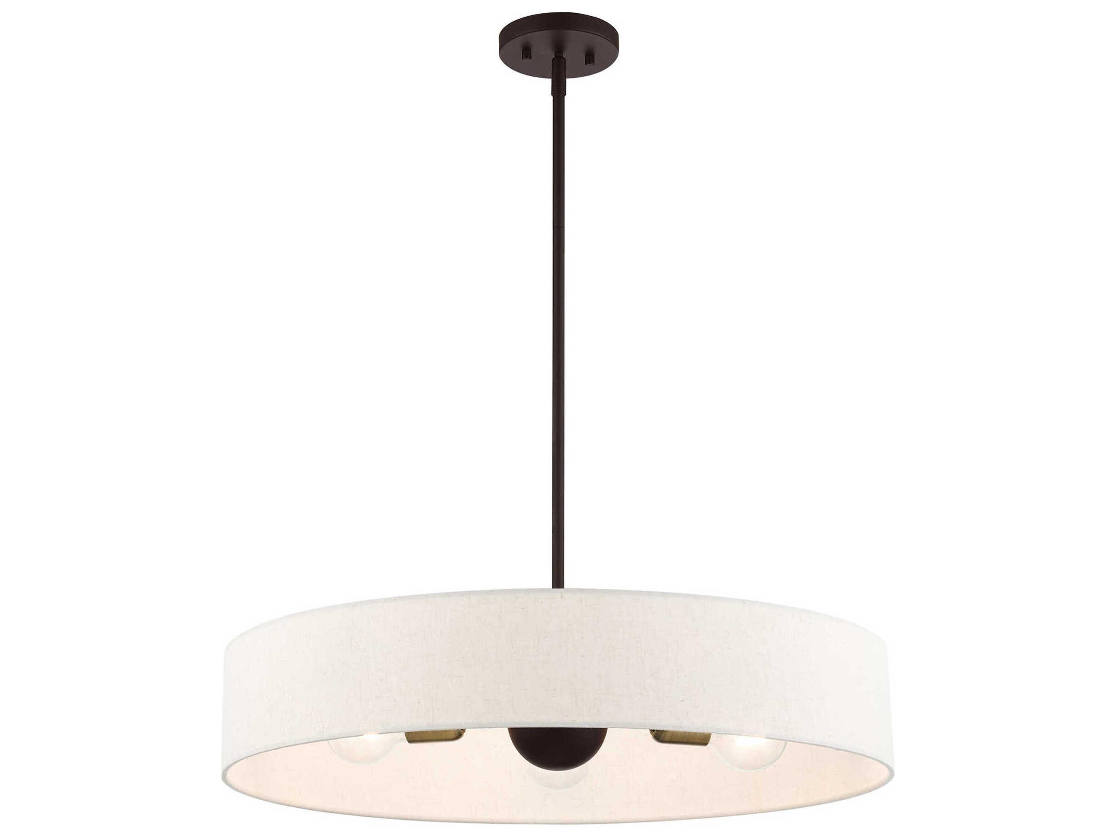 Livex Lighting Venlo 5-Light Bronze Antique Brass White Drum Pendant