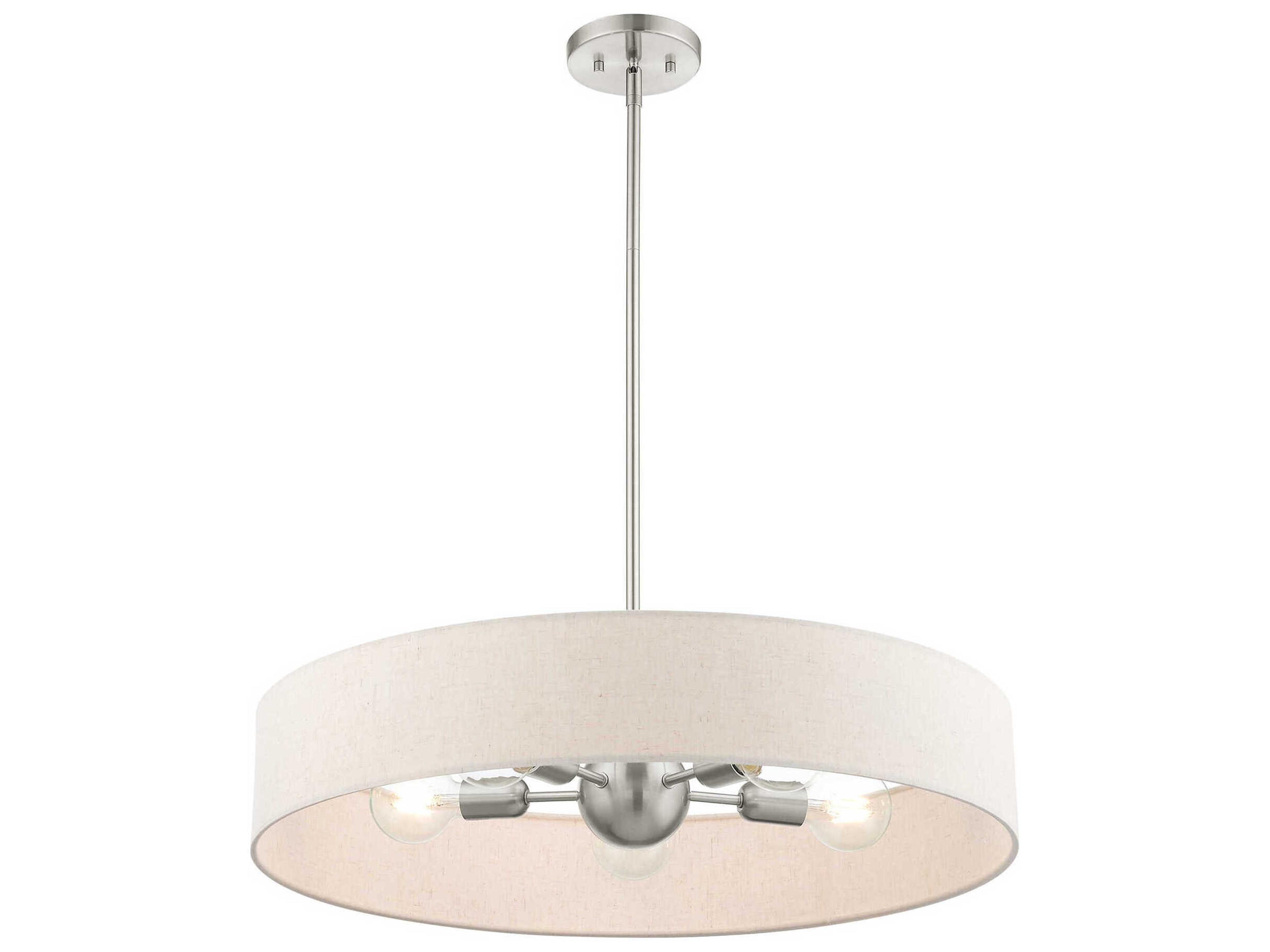 Livex Lighting Venlo 5-Light Brushed Nickel White Drum Pendant