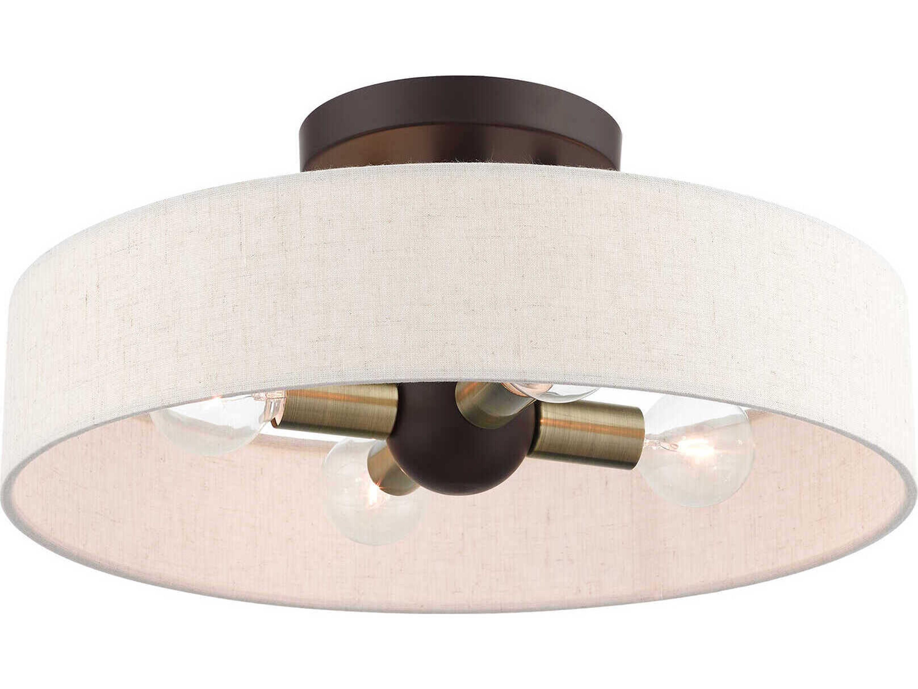 Livex Lighting Venlo 4-Light Bronze Antique Brass Drum Semi Flush Mount