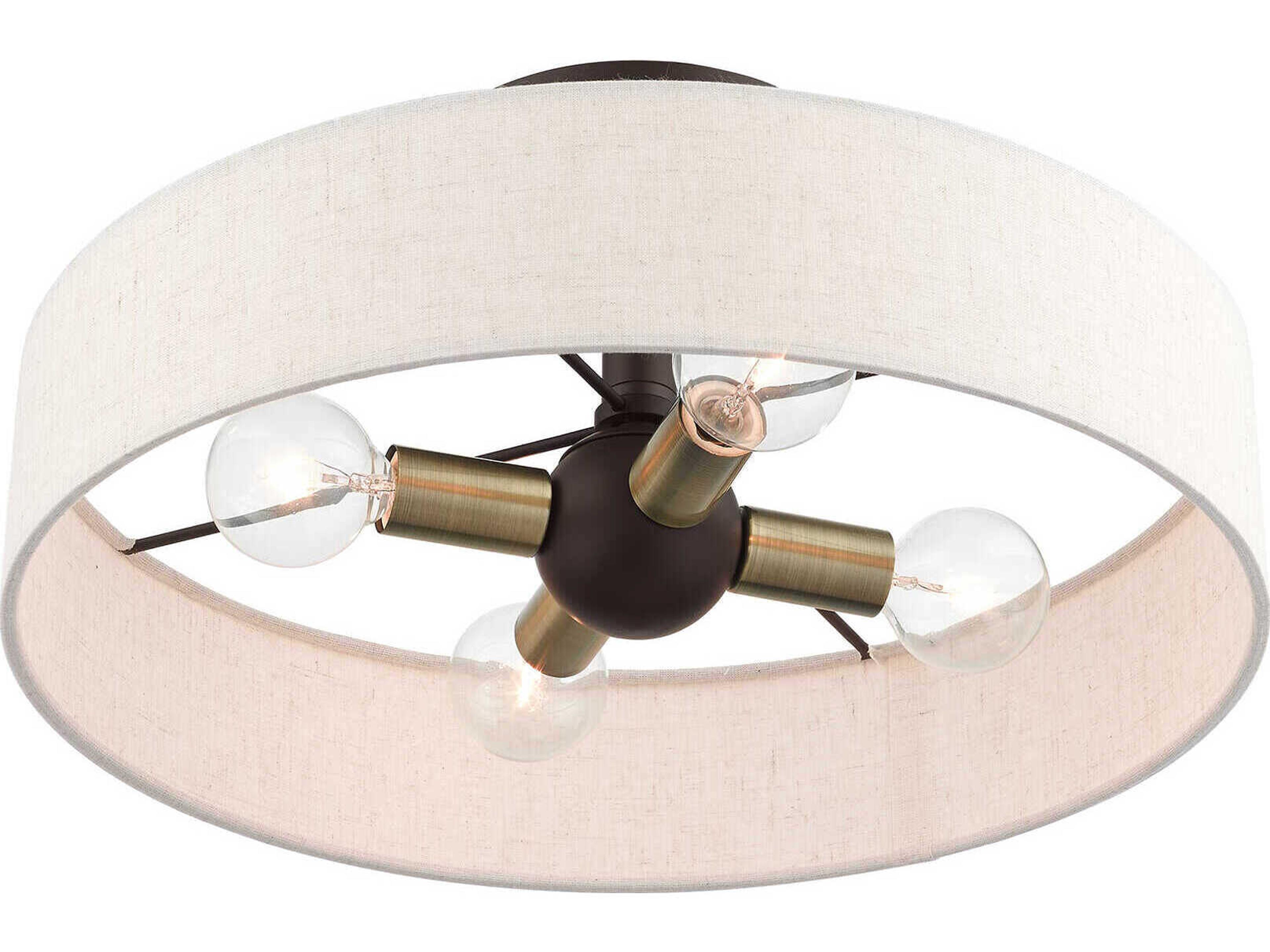 Livex Lighting Venlo 4-Light Bronze Antique Brass Drum Semi Flush Mount