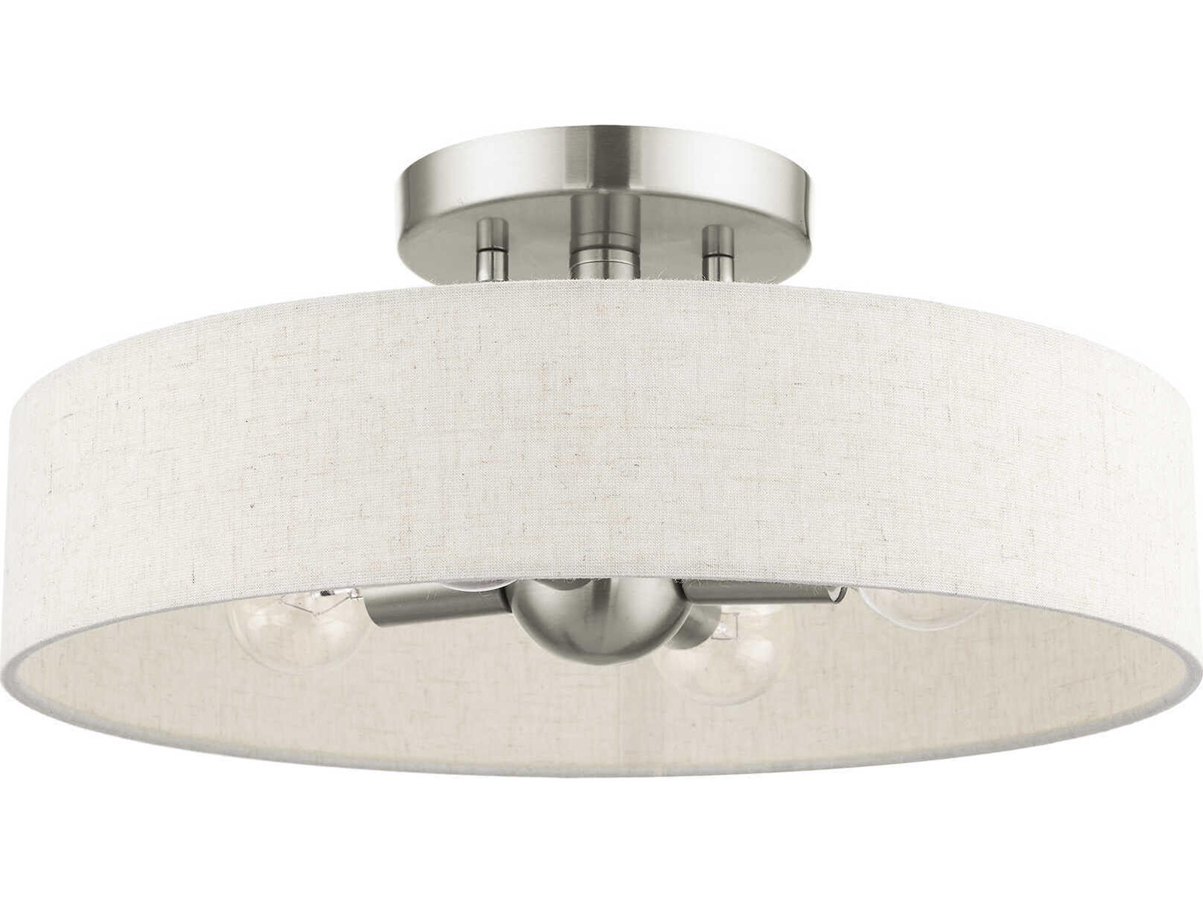 Livex Lighting Venlo 4-Light Brushed Nickel Drum Geometric Semi Flush Mount