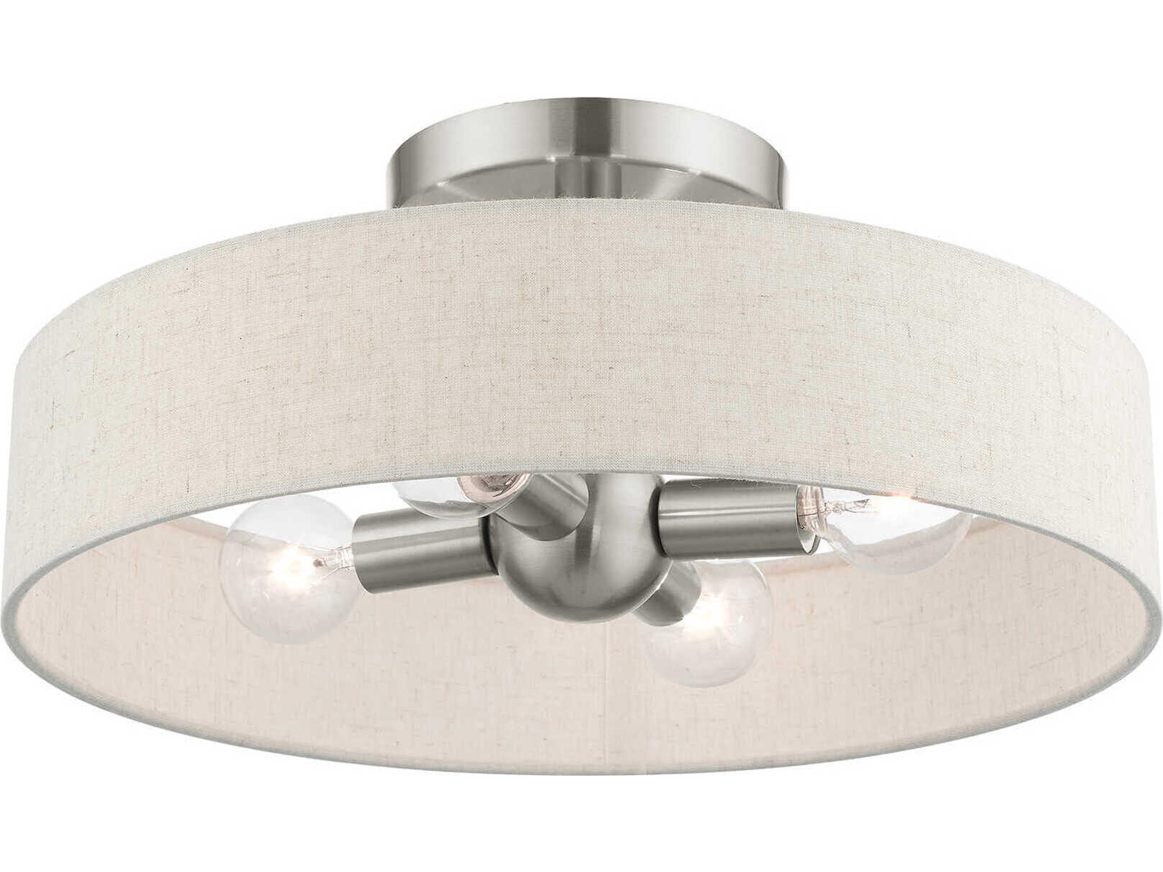 Livex Lighting Venlo 4-Light Brushed Nickel Drum Geometric Semi Flush Mount