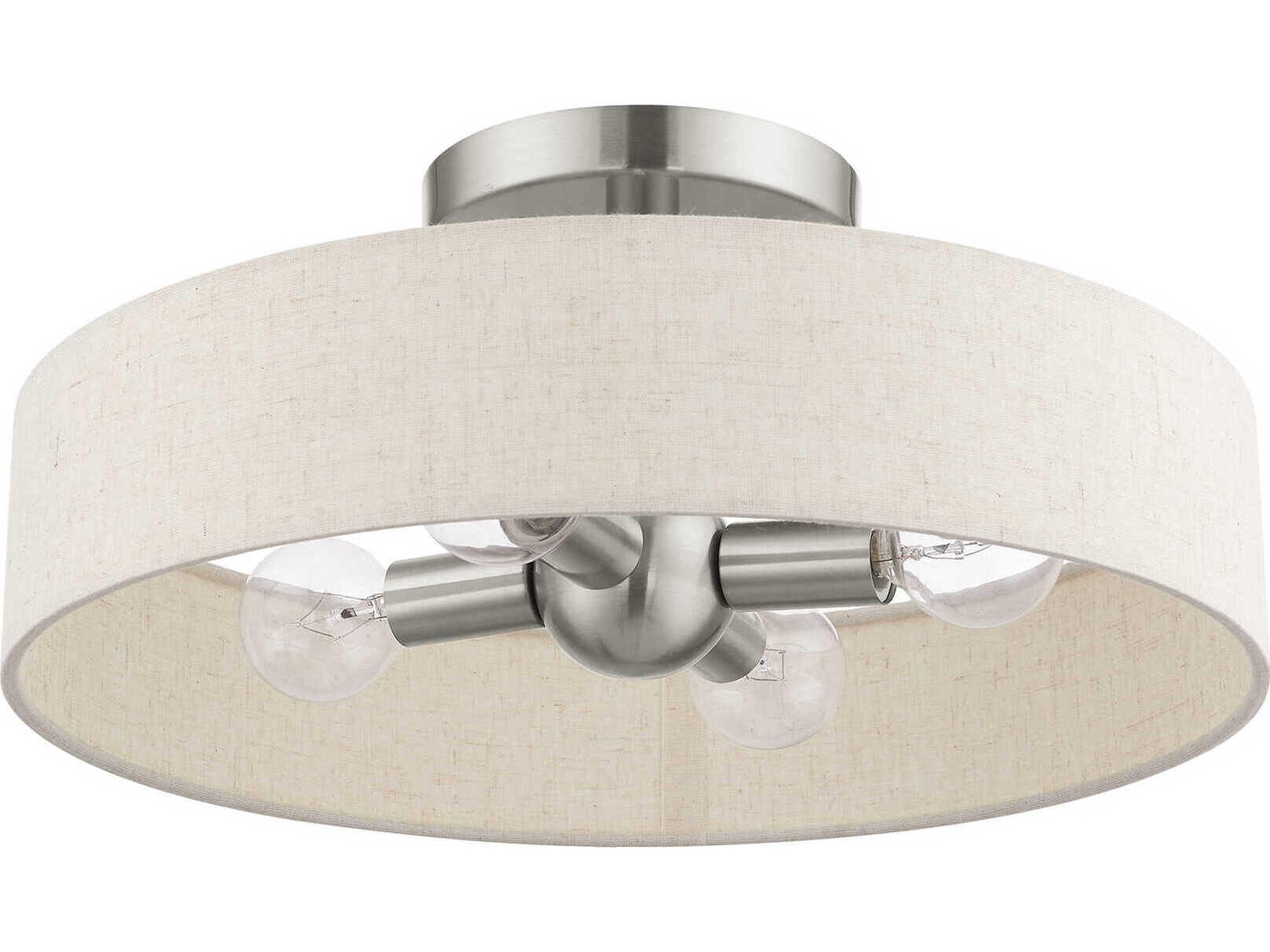Livex Lighting Venlo 4-Light Brushed Nickel Drum Geometric Semi Flush Mount