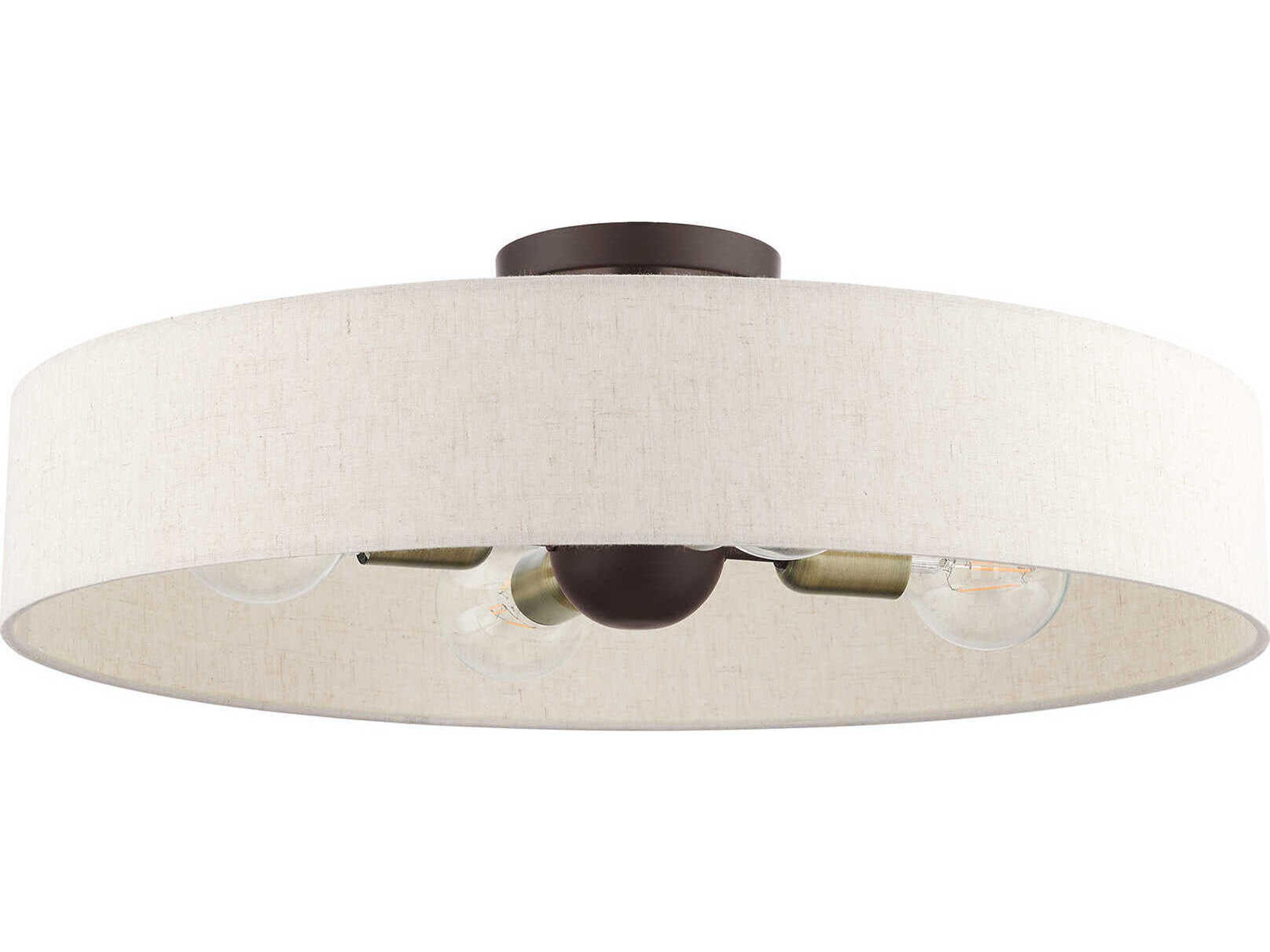 Livex Lighting Venlo 4-Light Bronze Antique Brass Drum Geometric Flush Mount