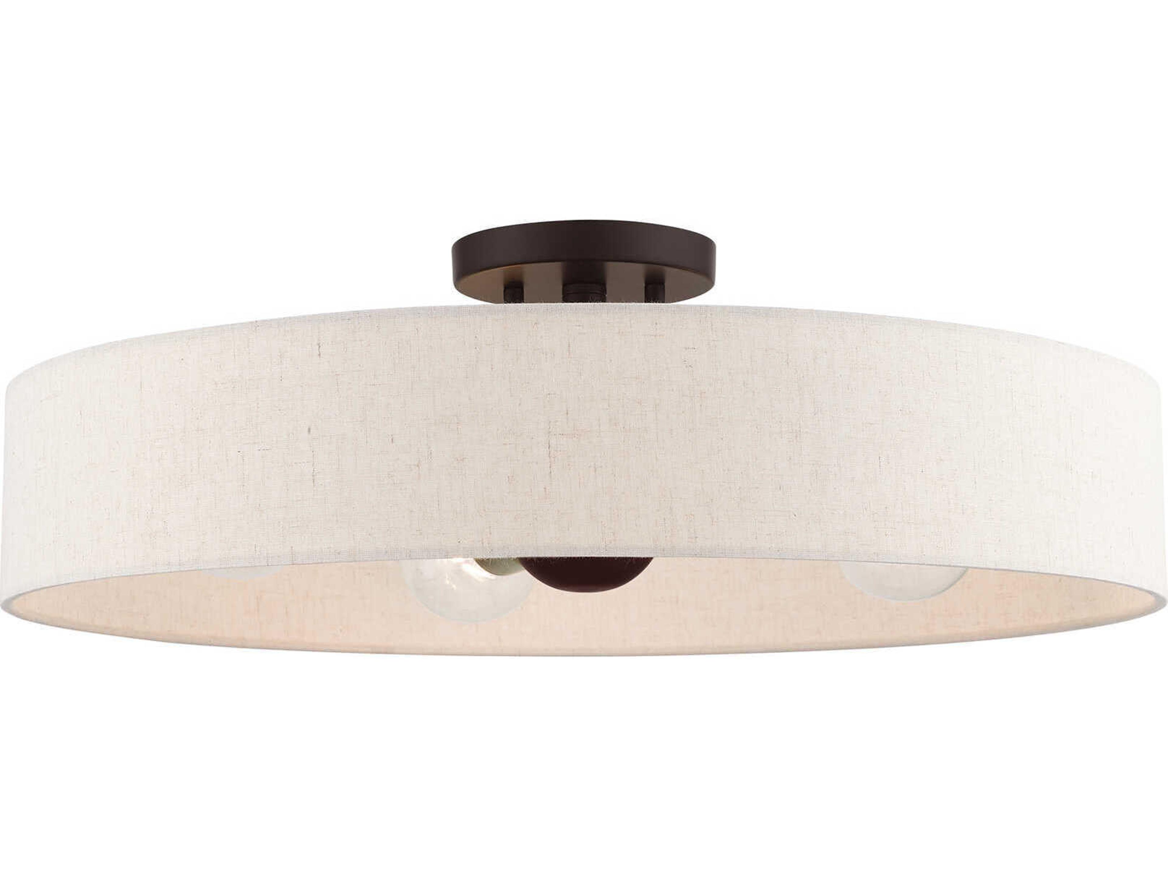 Livex Lighting Venlo 4-Light Bronze Antique Brass Drum Geometric Flush Mount