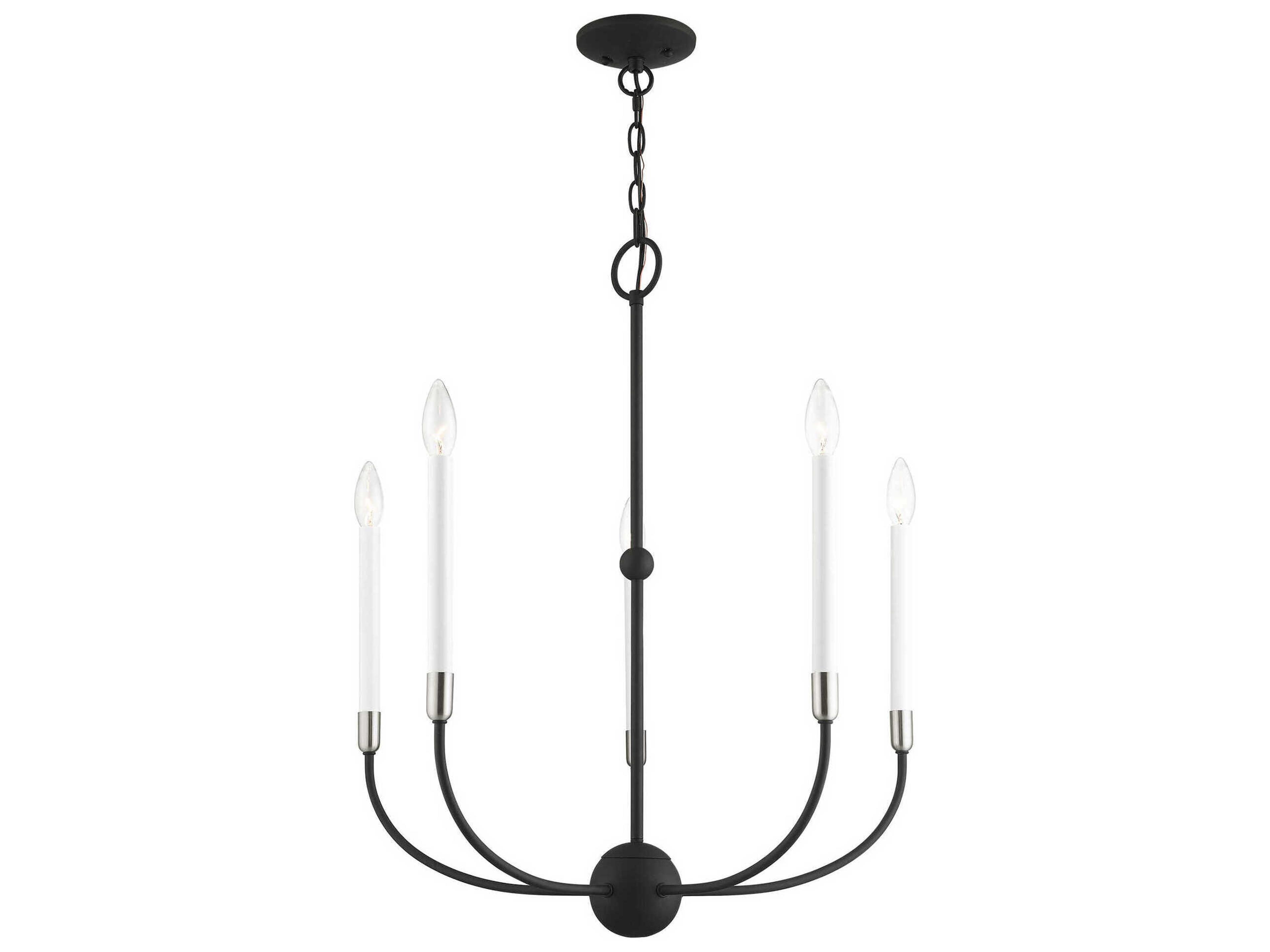 Livex Lighting Clairmont 5-Light Black Brushed Nickel Candelabra Chandelier