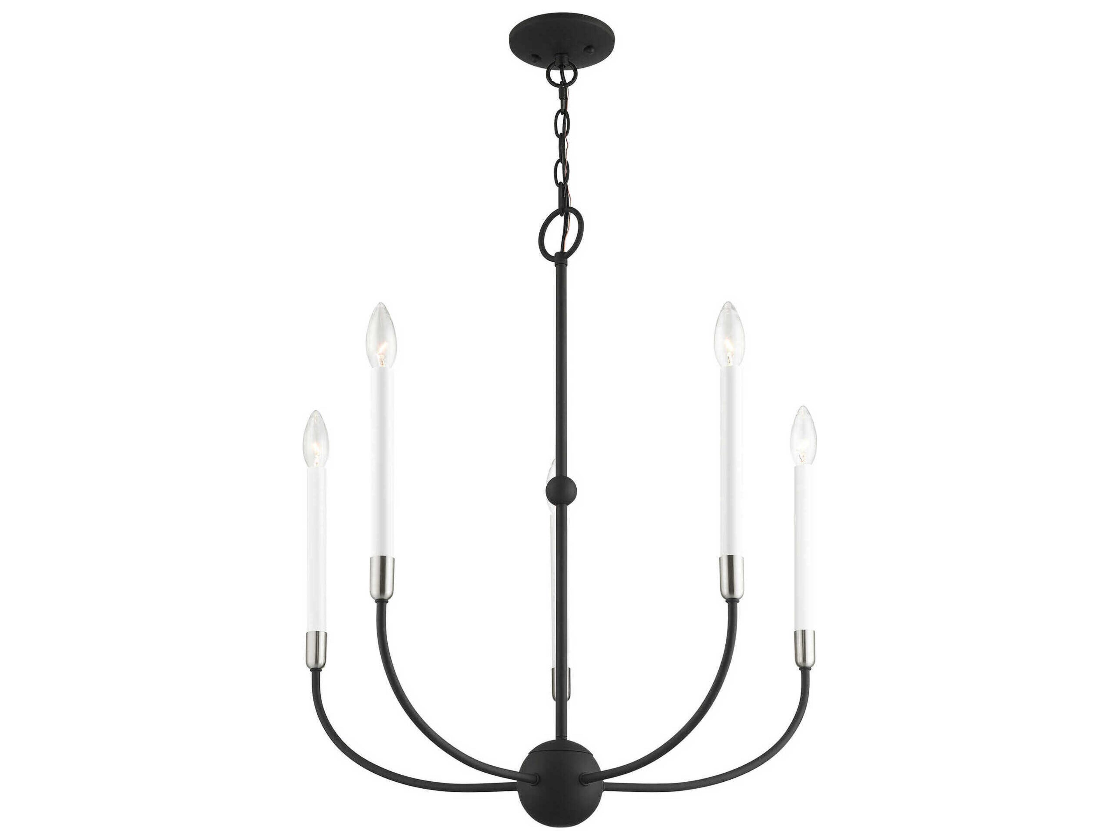 Livex Lighting Clairmont 5-Light Black Brushed Nickel Candelabra Chandelier