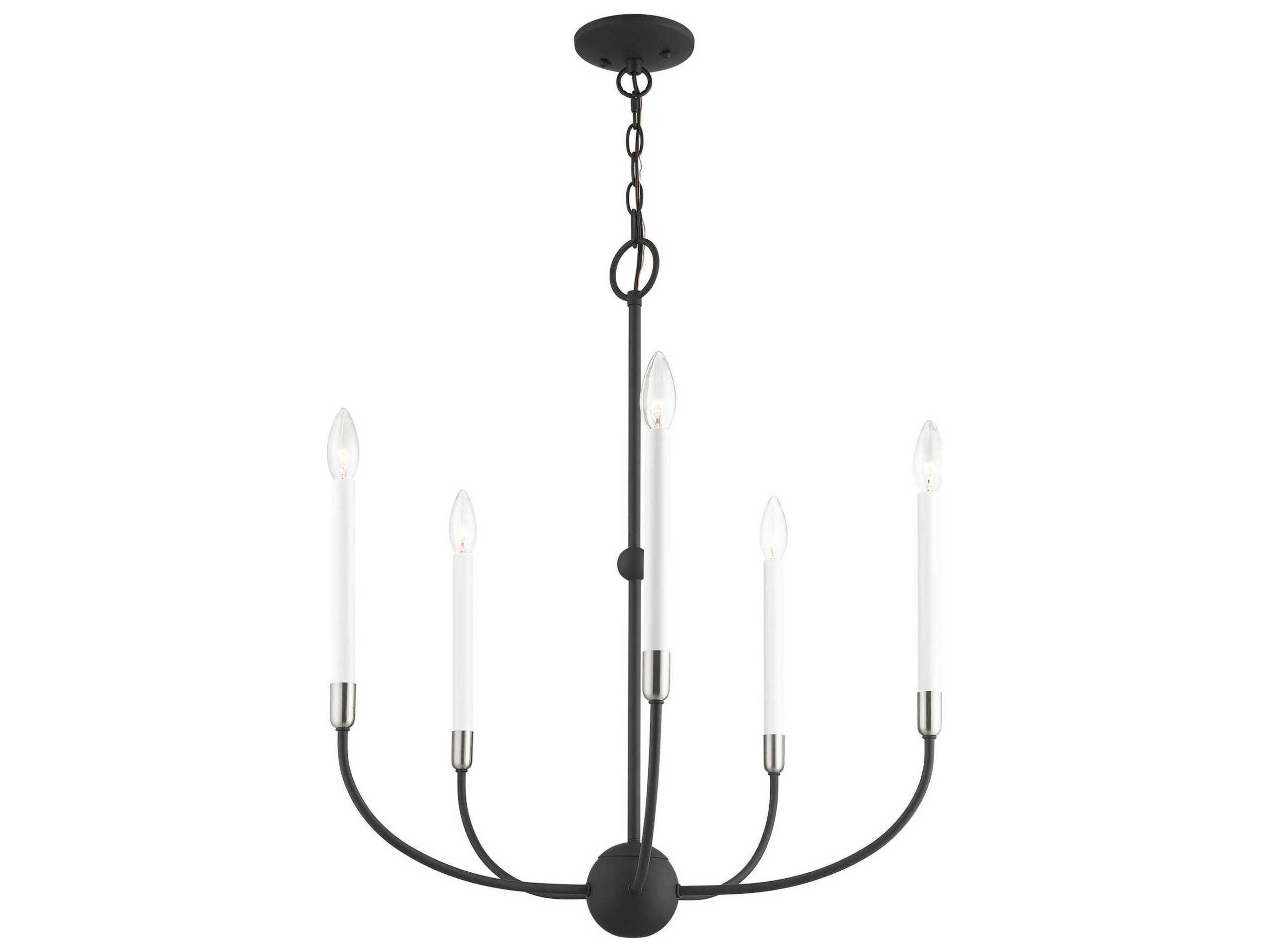 Livex Lighting Clairmont 5-Light Black Brushed Nickel Candelabra Chandelier