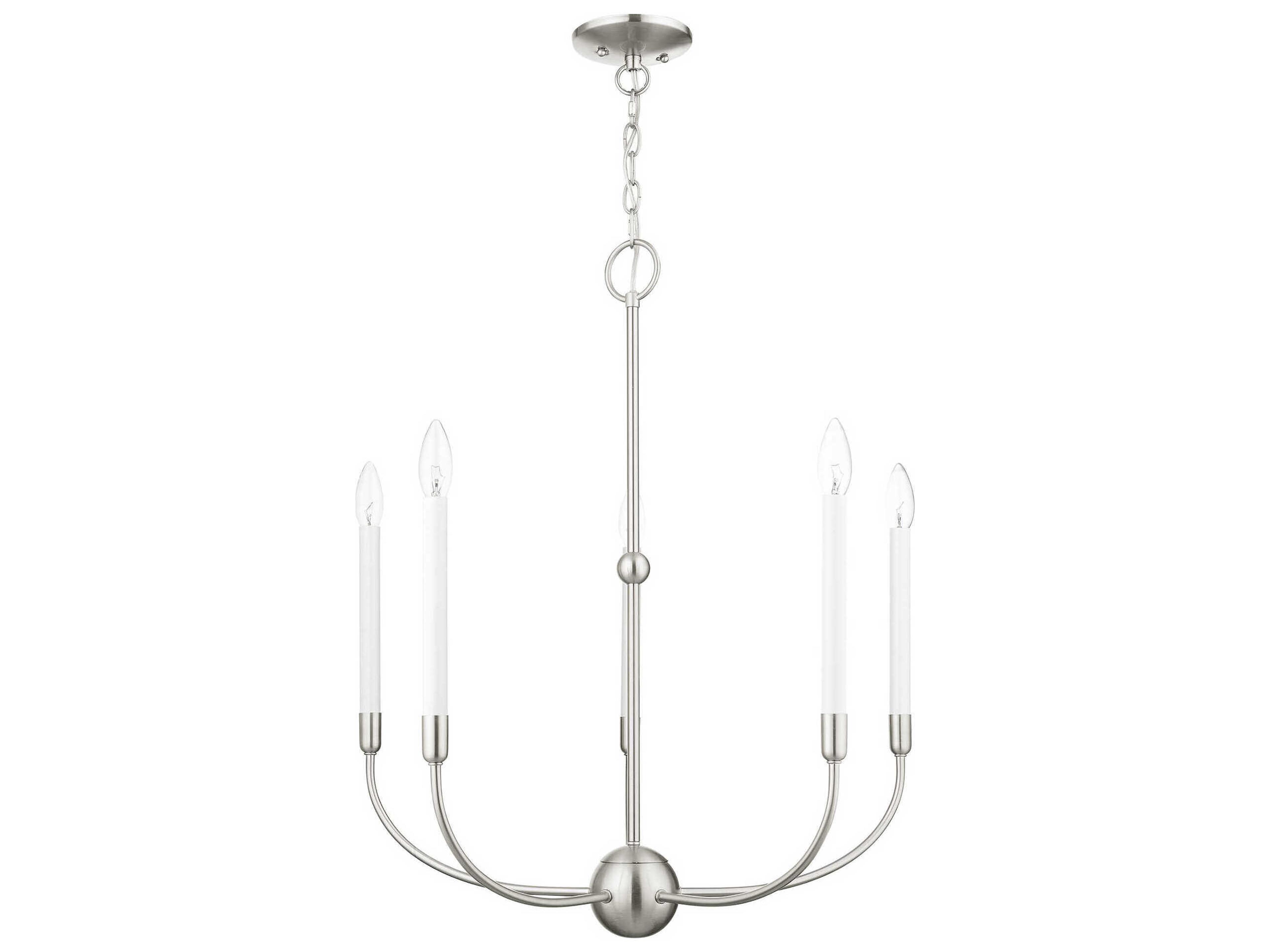 Livex Lighting Clairmont 5-Light Brushed Nickel Candelabra Chandelier