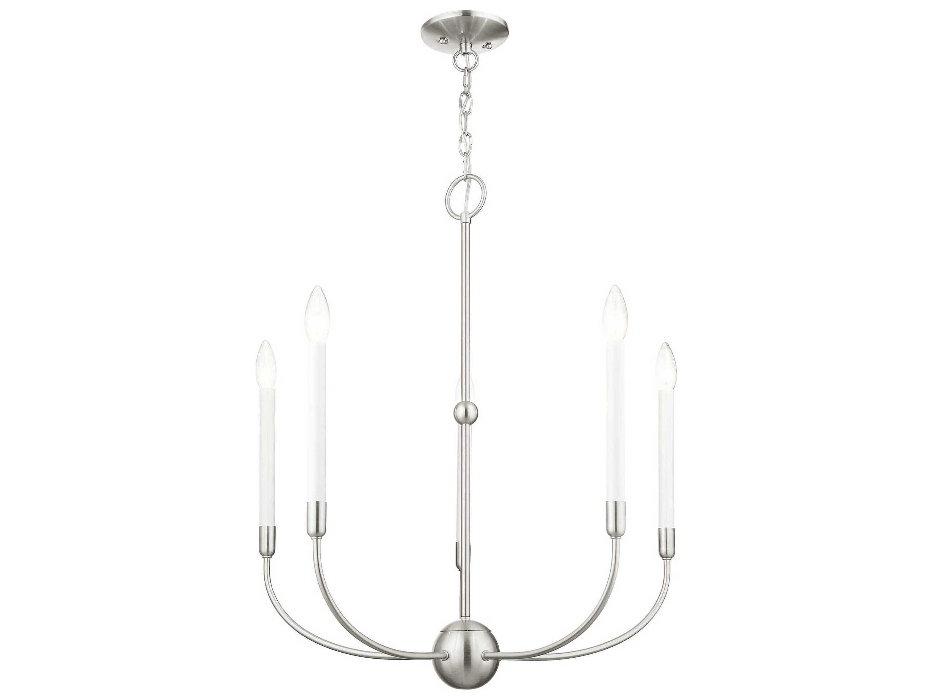 Livex Lighting Clairmont 5-Light Brushed Nickel Candelabra Chandelier