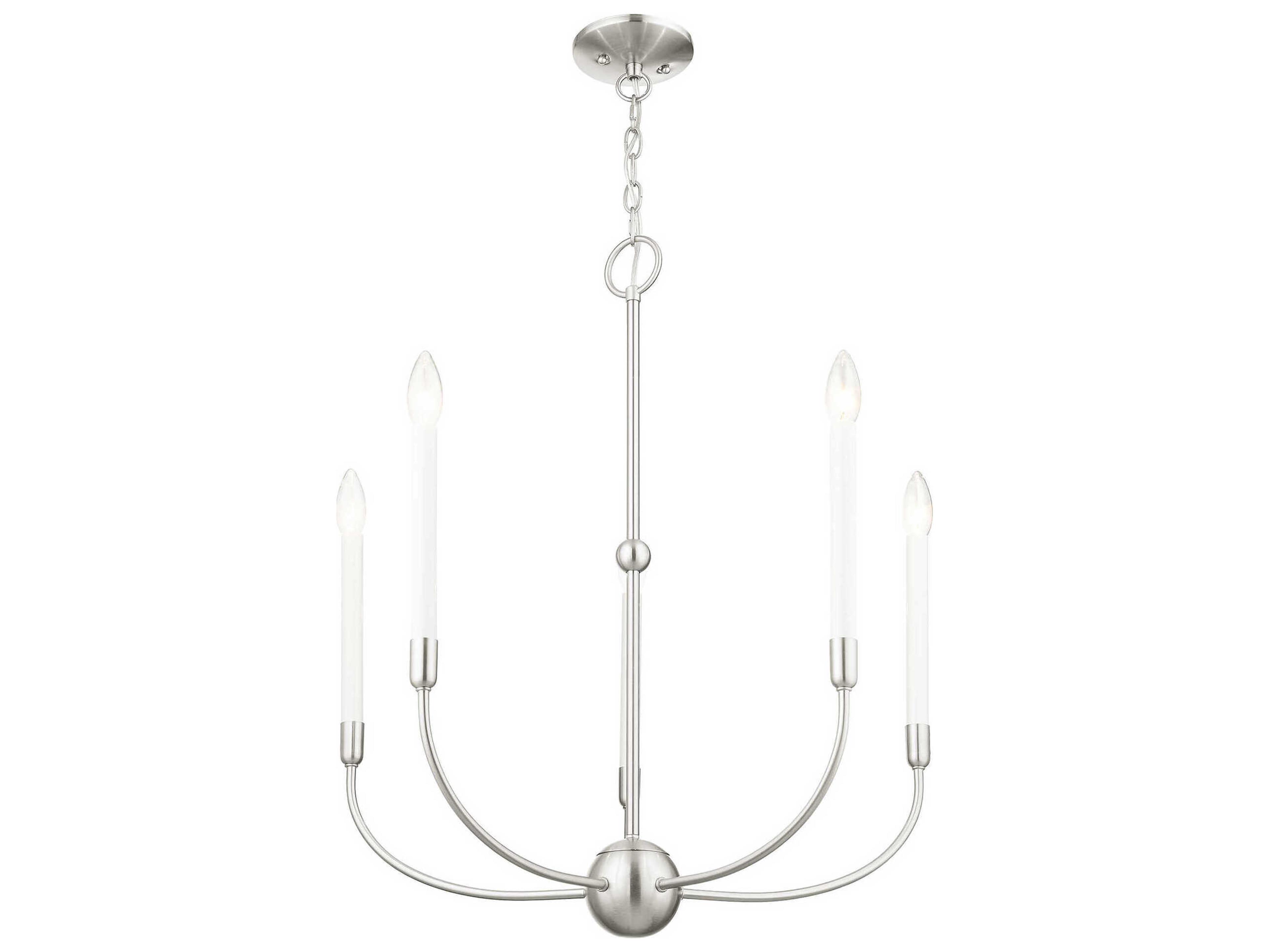 Livex Lighting Clairmont 5-Light Brushed Nickel Candelabra Chandelier