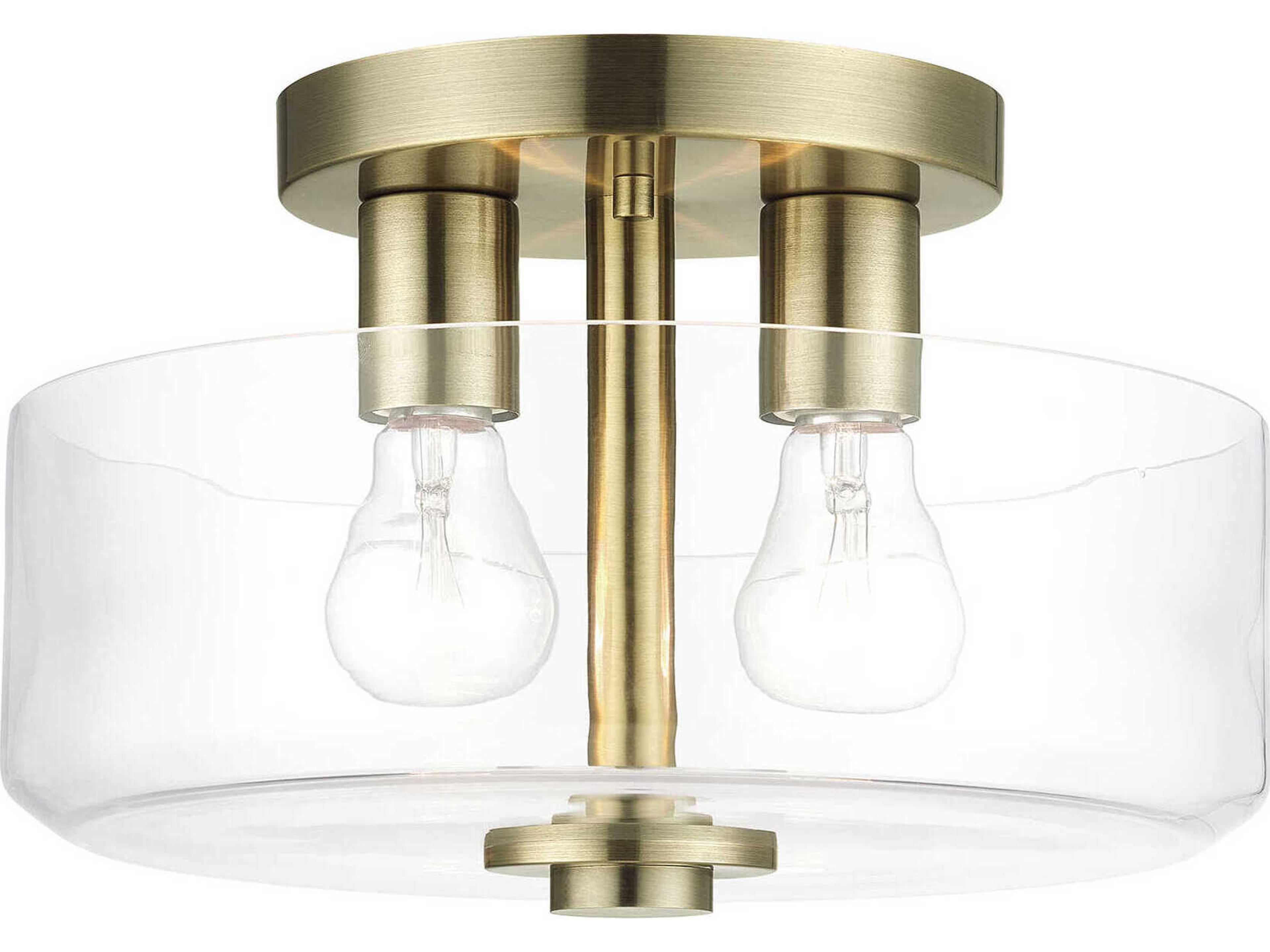 Whitworth 2-Light Antique Brass Semi Flush Mount