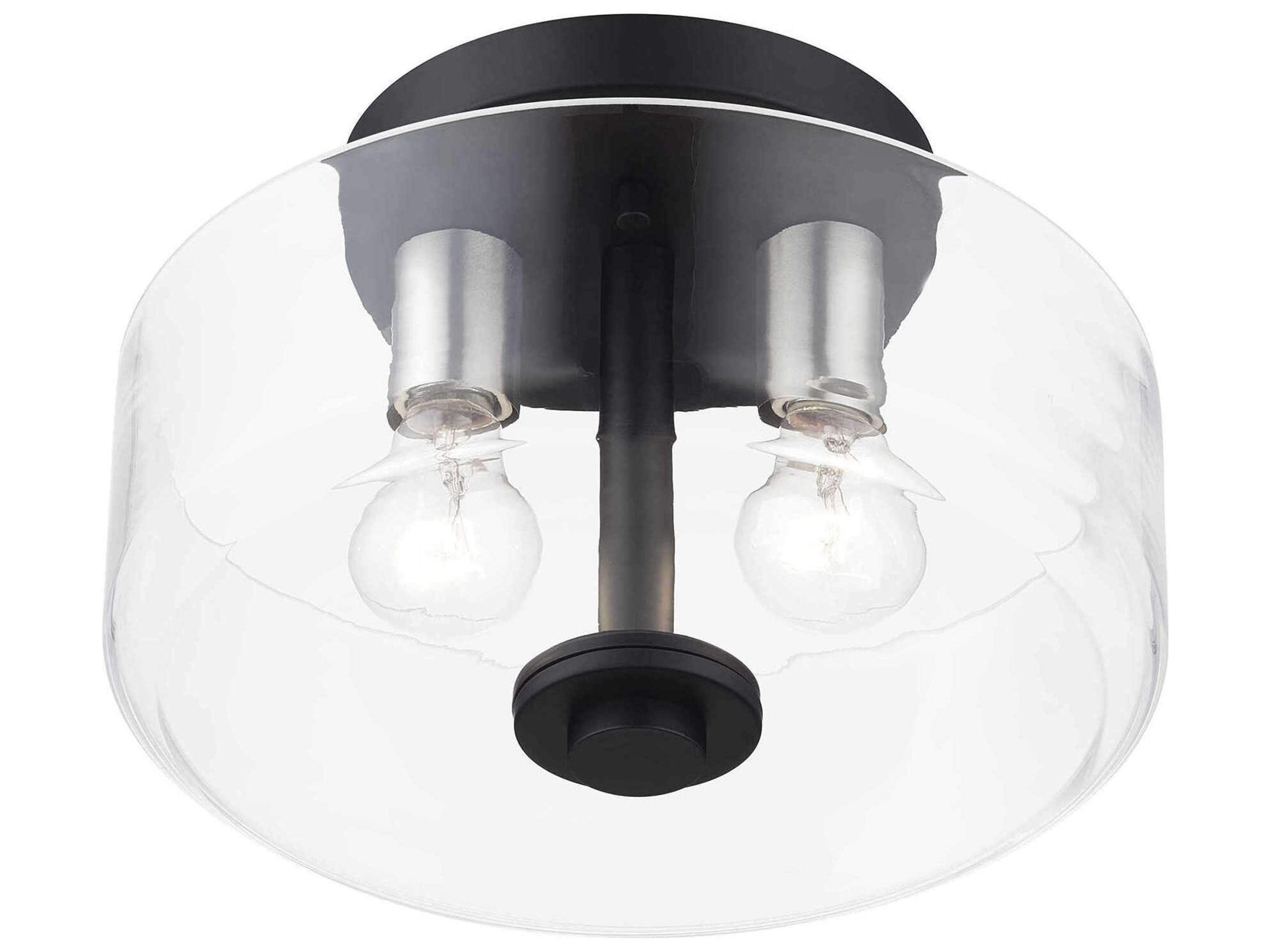 Livex Lighting Whitworth 2-Light Black Brushed Nickel Semi Flush Mount