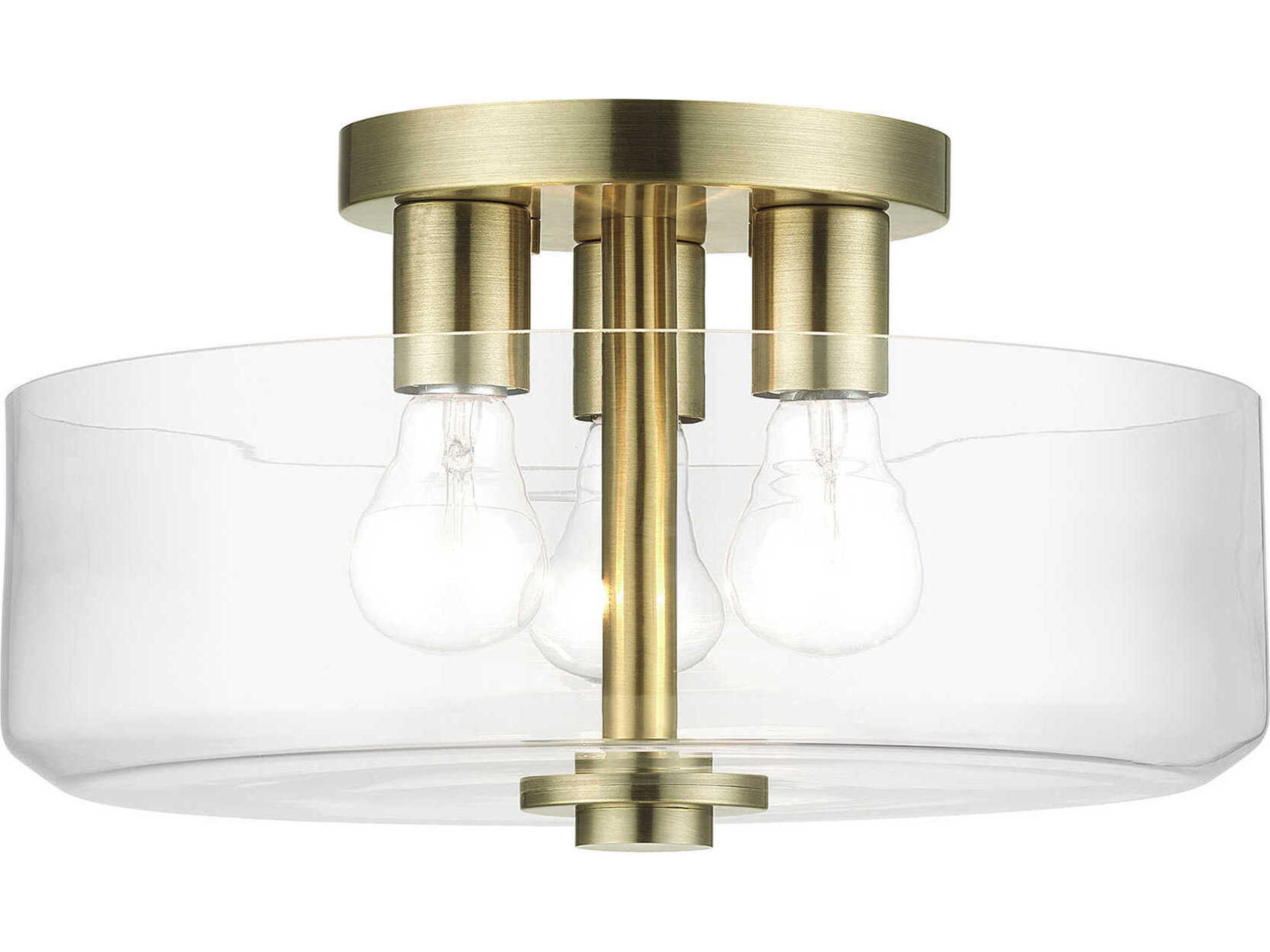 Whitworth 3-Light Antique Brass Semi Flush Mount