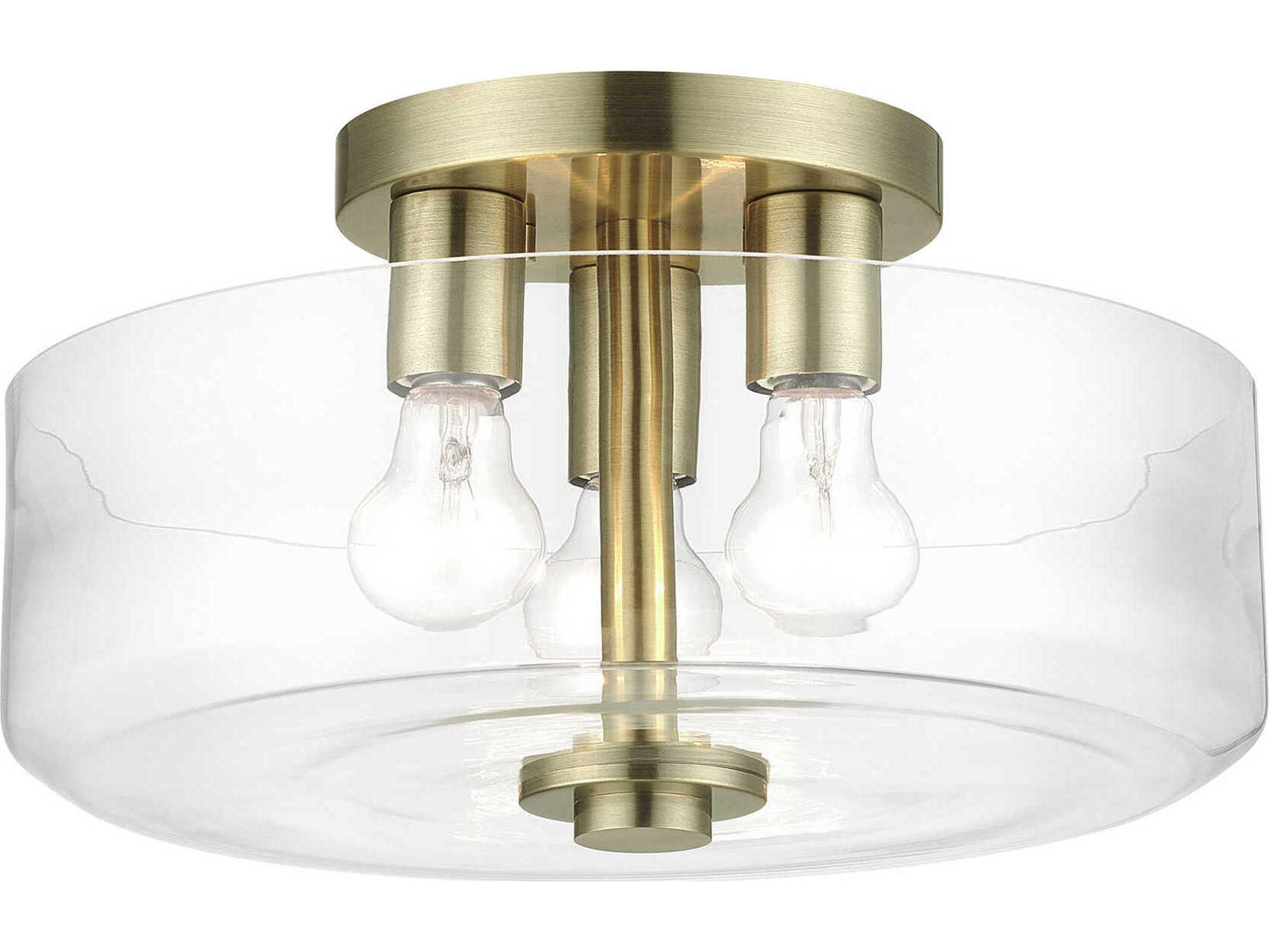 Livex Lighting Whitworth 3-Light Antique Brass Semi Flush Mount