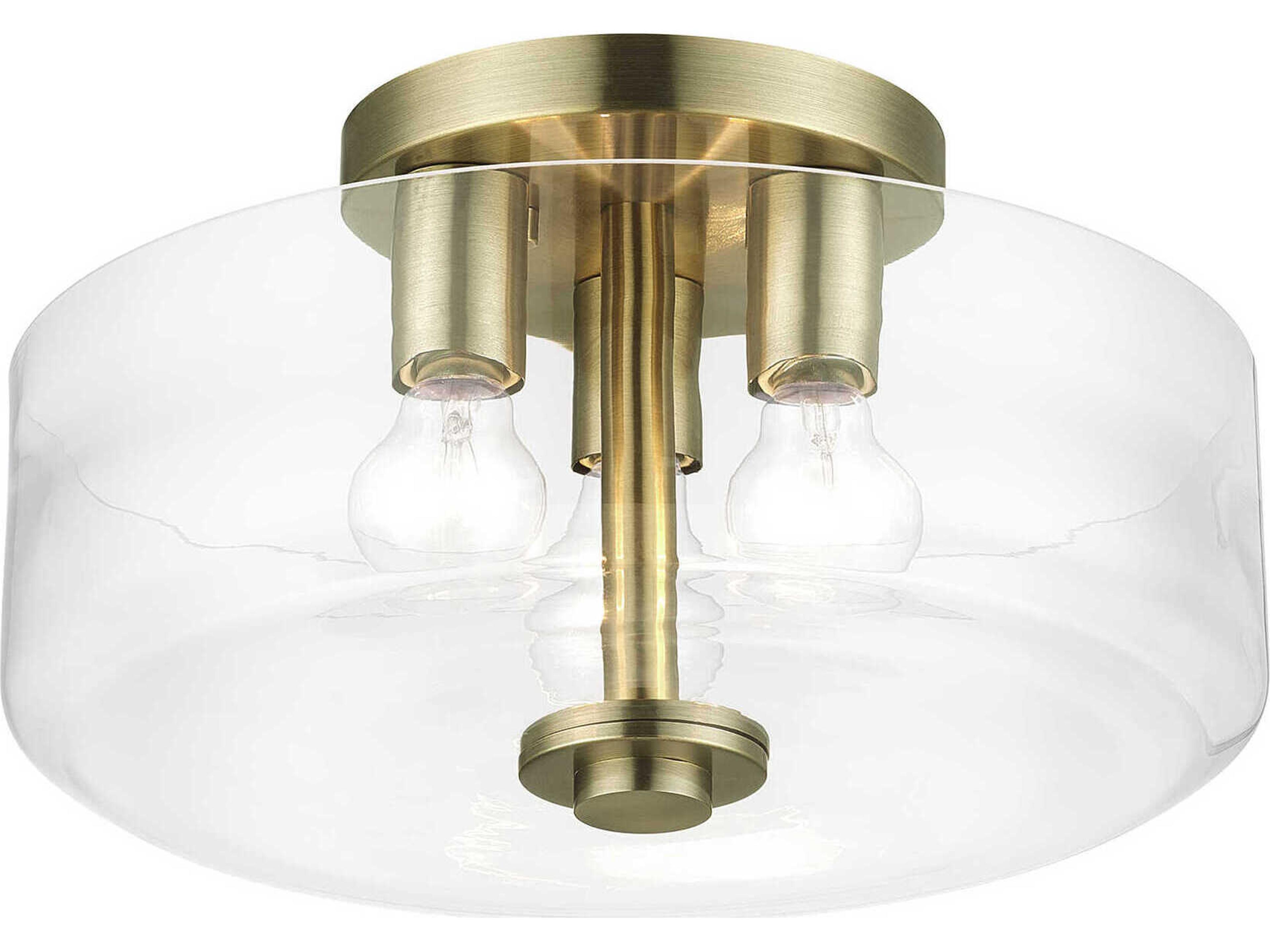 Livex Lighting Whitworth 3-Light Antique Brass Semi Flush Mount