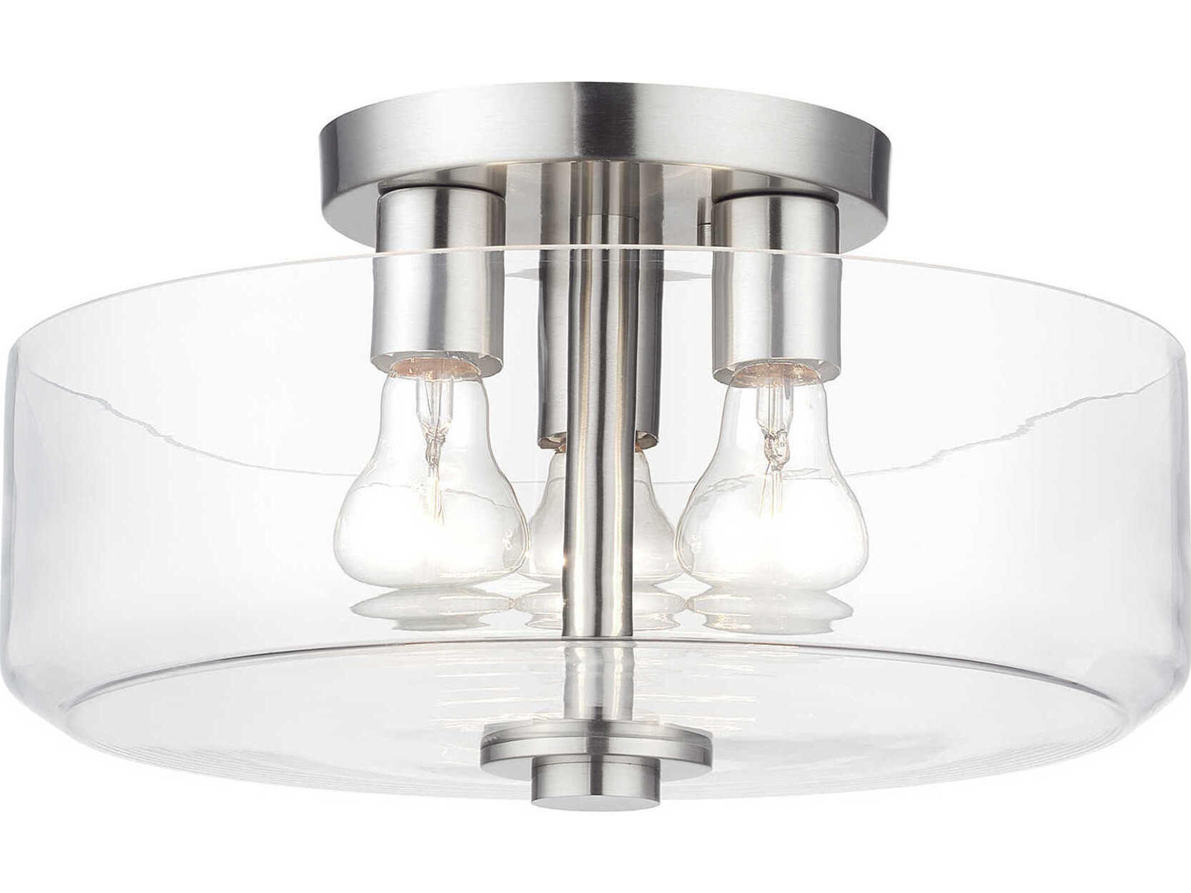 Livex Lighting Whitworth 3-Light Brushed Nickel Semi Flush Mount