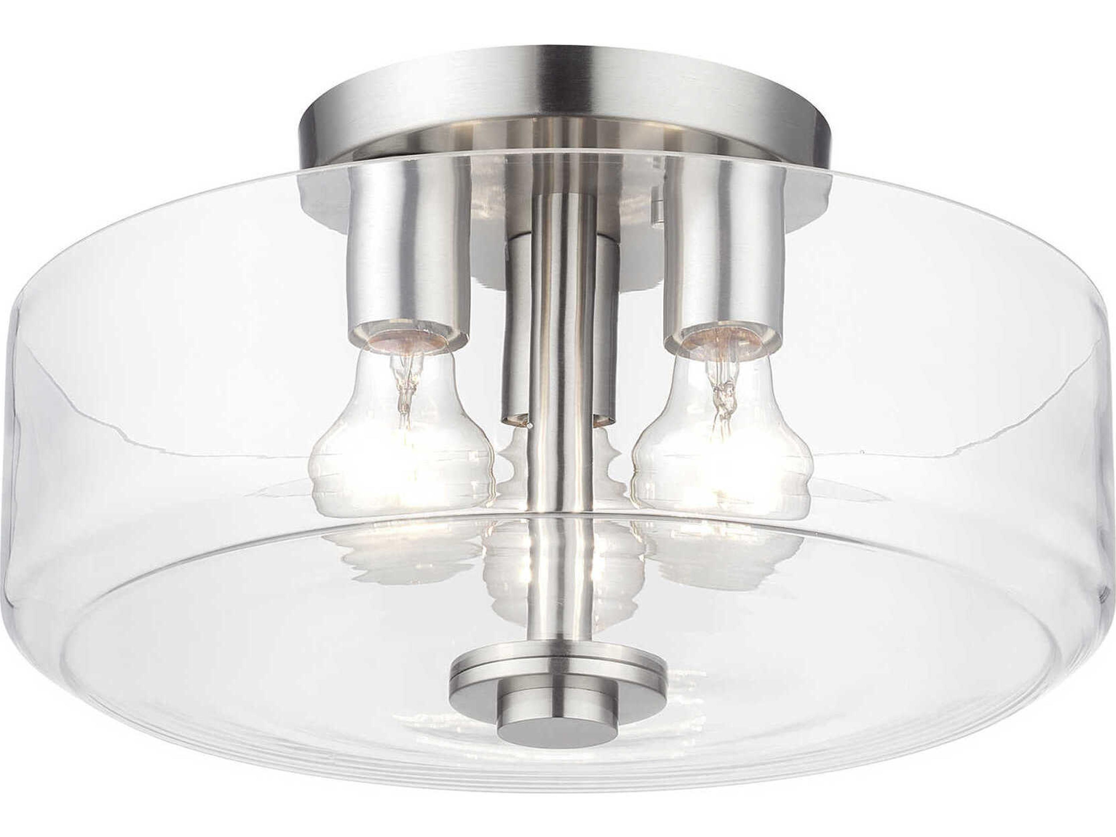 Livex Lighting Whitworth 3-Light Brushed Nickel Semi Flush Mount