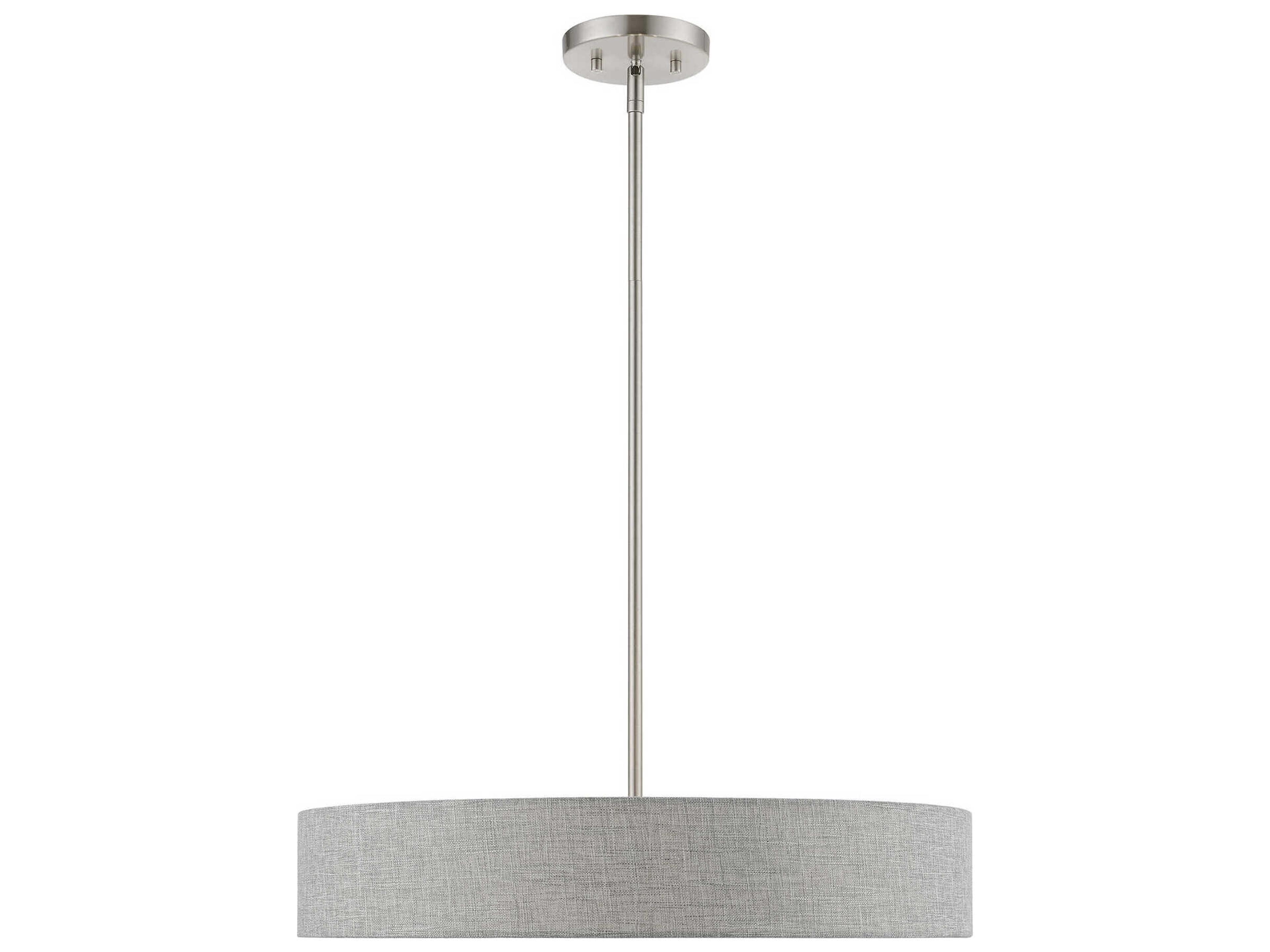 Livex Lighting Elmhurst 4-Light Brushed Nickel Shiny White Gray Drum Pendant