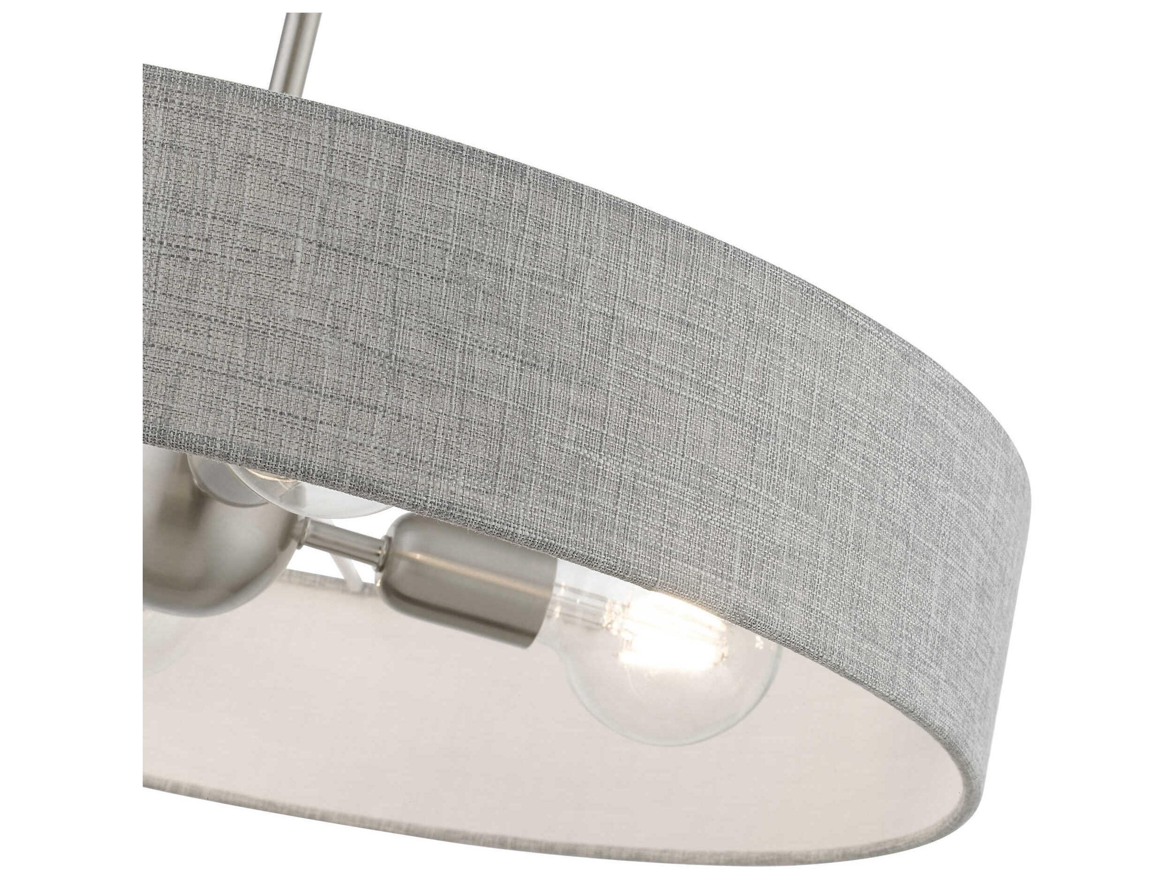 Livex Lighting Elmhurst 4-Light Brushed Nickel Shiny White Gray Drum Pendant