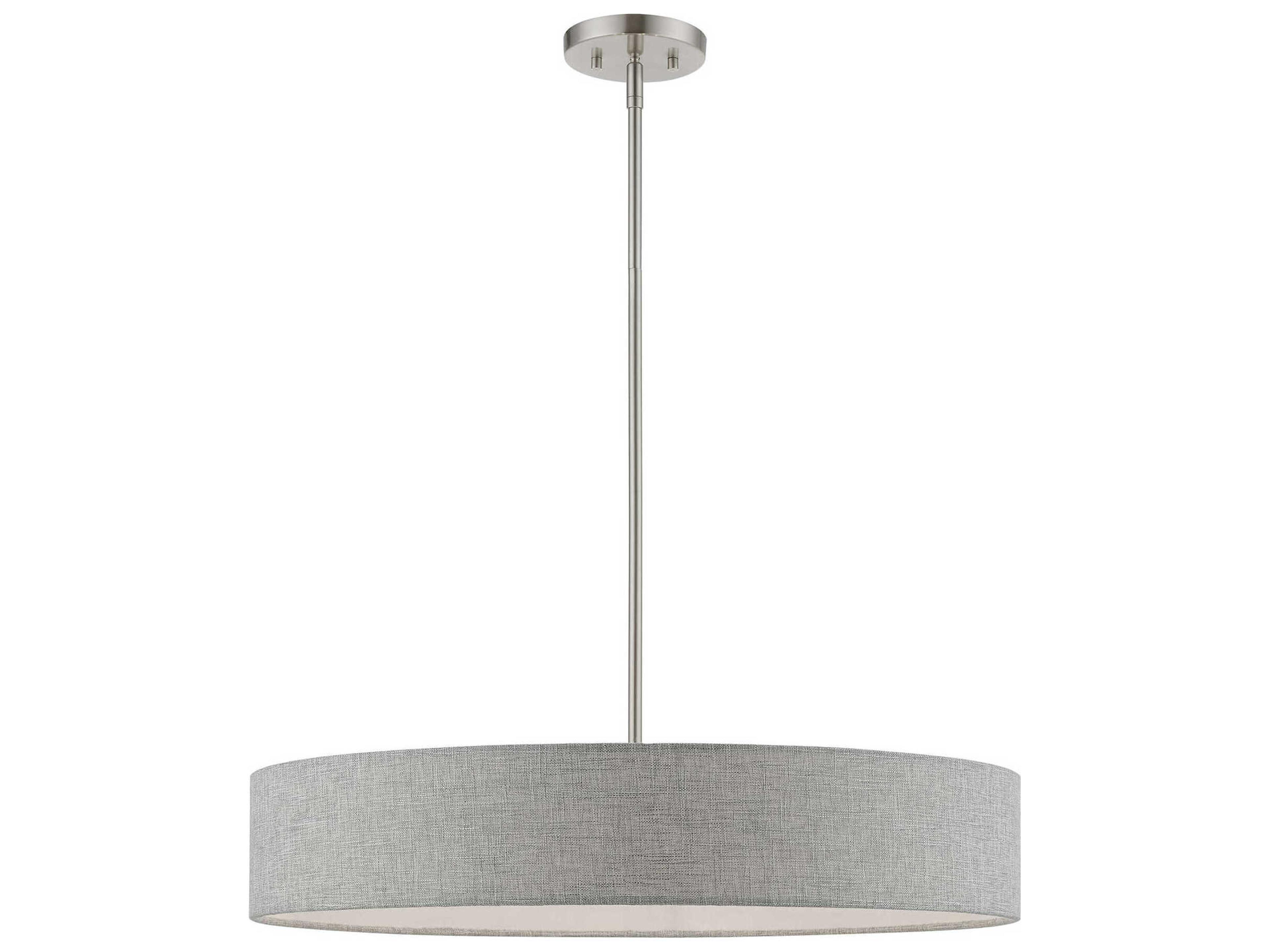 Elmhurst 5-Light Brushed Nickel Shiny White Gray Drum Pendant